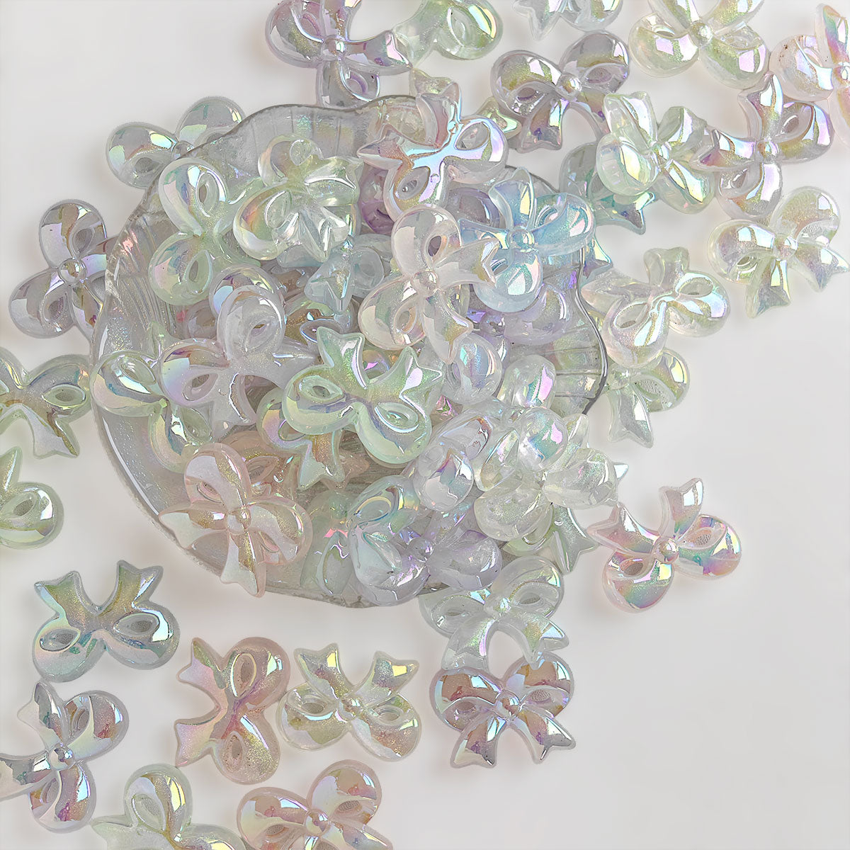 AA0143  20pcs/bag Bowknot Ribbon Beads Simulated Bowknot DIY Braided Bracelet & Necklace Jewelry Making Accessories Valentines
