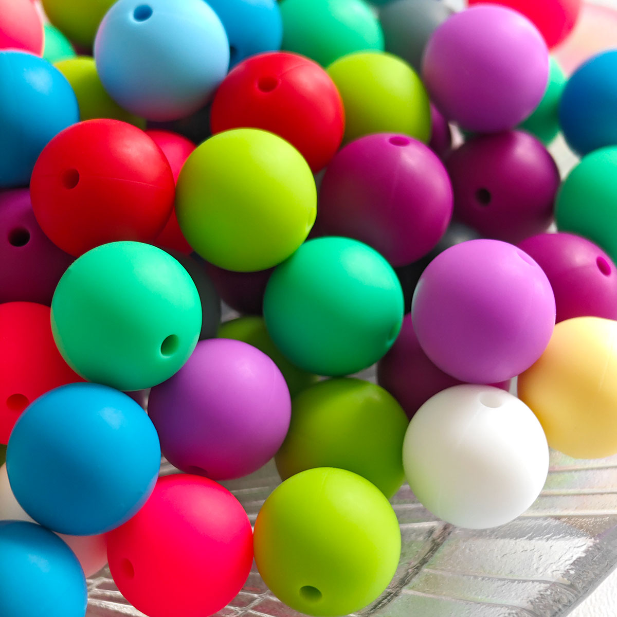 AA0140  40pcs/Set Soft Silicone Beads For Keychain Making colors Silicone Beads Bulk Round Bead Round Silicone Beads Loose Spacer Bead For Keychain Jewelry Accessories DIY Craft