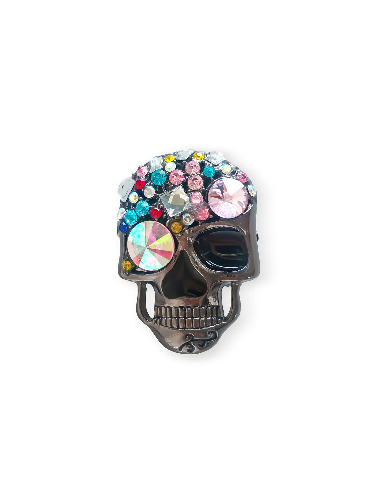 C52142 Halloween Multicolor Rhinestone Skull Focal Bead, Punk Large Hole Bead, DIY Bead Pen, Keychain, Bag Charm Jewelry Making Accessories