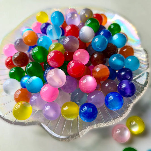 AA0151 Mixed Color Semi-Transparent Acrylic Round Beads - Shiny Craft Beads for DIY Jewelry, Bracelets & Handmade Projects