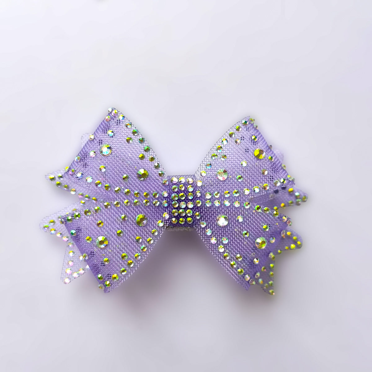 AA0233  Sparkly Royal Blue AB Rhinestone Mesh Cheer Bow for Girls Competition Performance