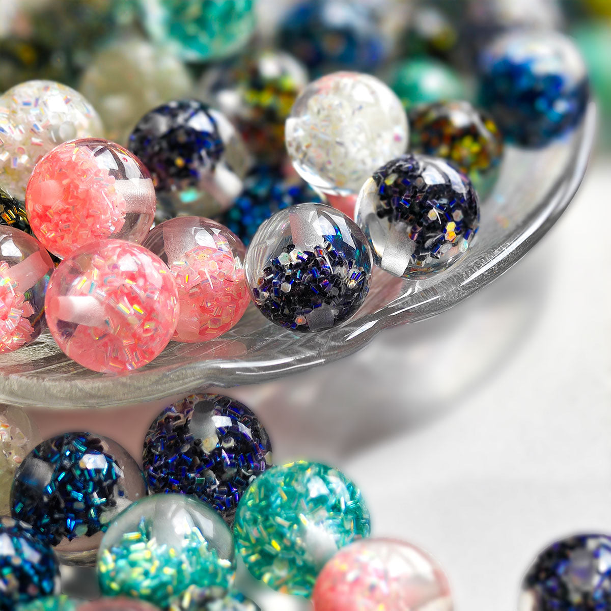 AA0141 20pcs 16mm colorful mixed Iridescent Shiny Round Beads - Synthetic Beads With Rainbow Sparkle, Suitable For Jewelry Making, Bracelets, Necklaces - Mother's Day DIY Craft Materials, Jewelry Making Beads
