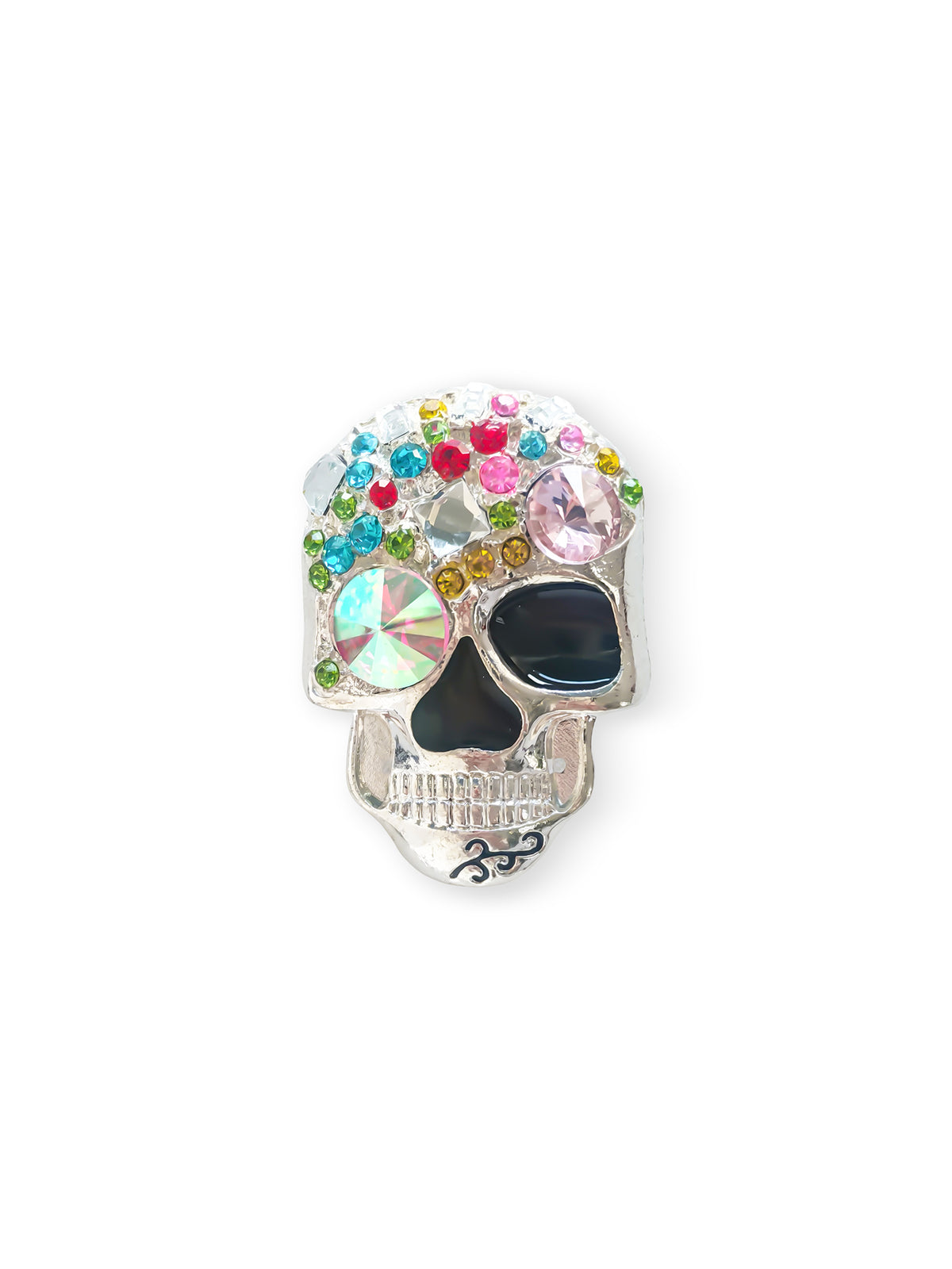 C52142 Halloween Multicolor Rhinestone Skull Focal Bead, Punk Large Hole Bead, DIY Bead Pen, Keychain, Bag Charm Jewelry Making Accessories