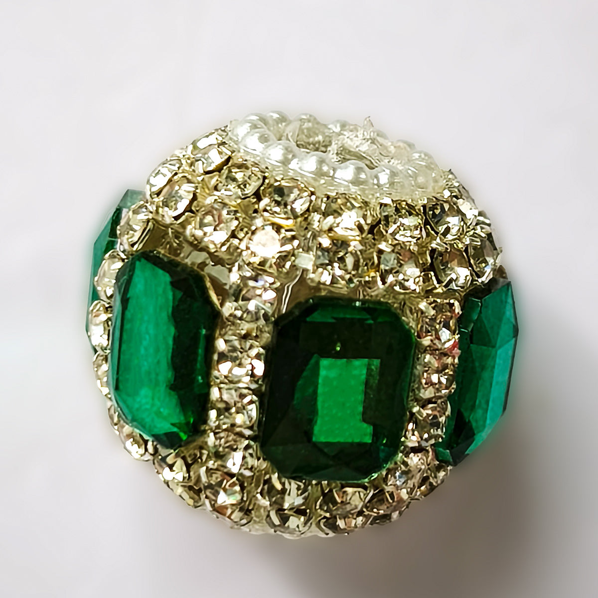 Rectangle Double Gem Pave Rhinestone Focal Bead, Large Hole Clay Bead for DIY Beadable Pen Bracelet Keychain