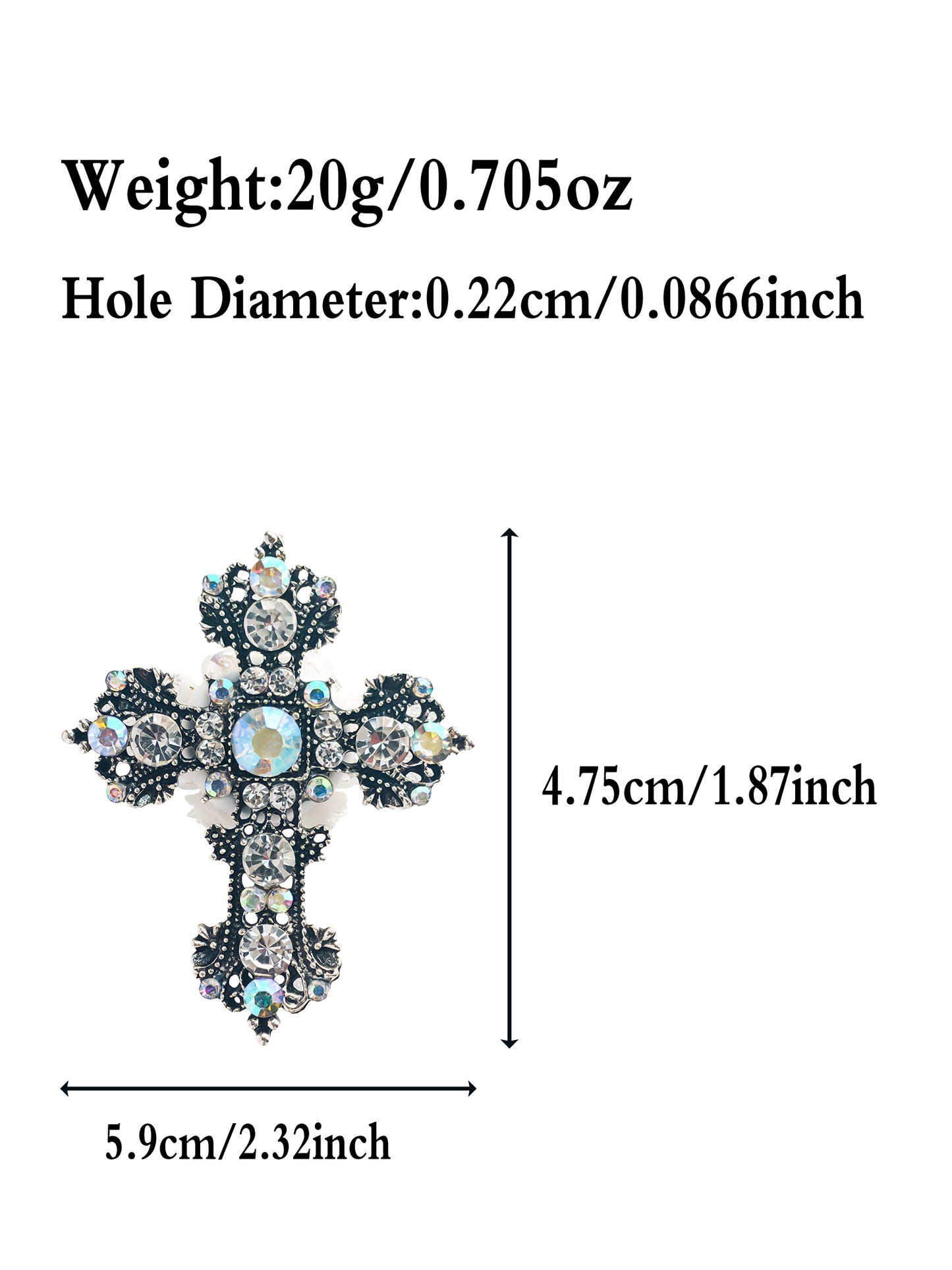 C52067 Metal Creative Diamond-Encrusted Cross, Suitable For Bead Pens, Mobile Phone Pendants, Key Chains And Bags DIY Jewelry Craft Accessories