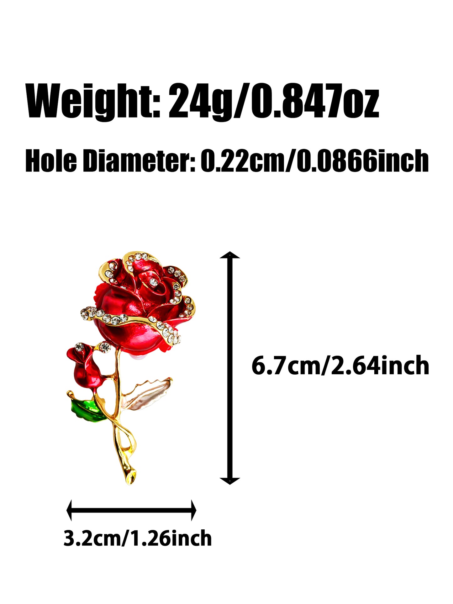 C52115 Metal Valentine's Day Single Rose, Retro design  Suitable For Necklace, Bracelet, Phone Chain, Bag Charms, Key-chain