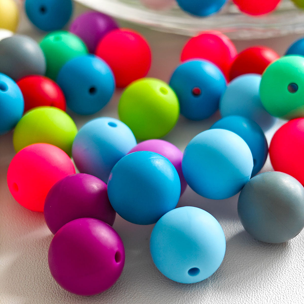 AA0140  40pcs/Set Soft Silicone Beads For Keychain Making colors Silicone Beads Bulk Round Bead Round Silicone Beads Loose Spacer Bead For Keychain Jewelry Accessories DIY Craft