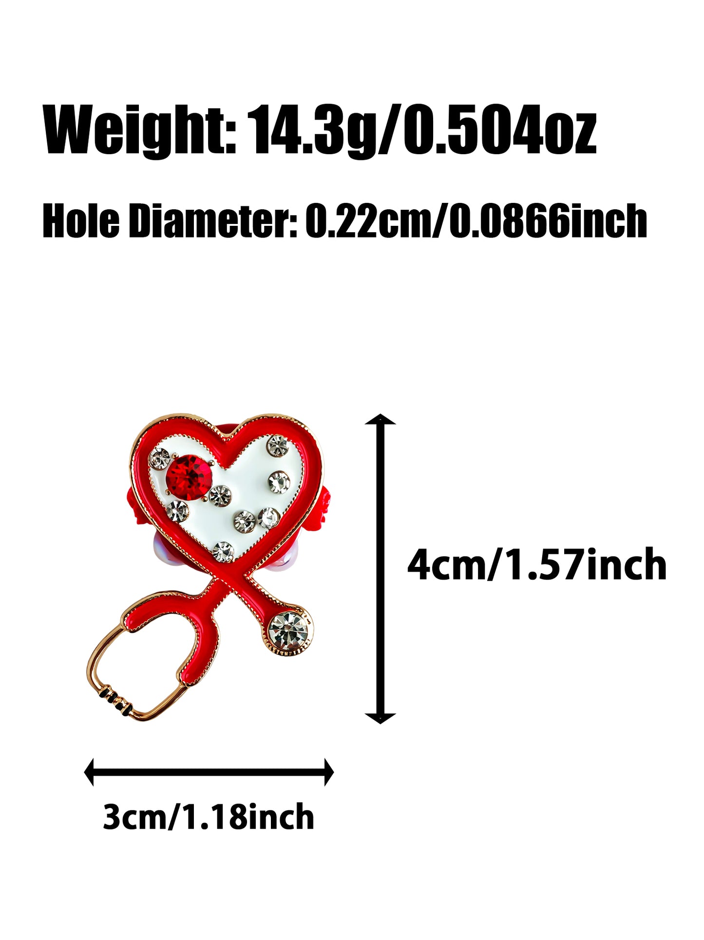 C52114 Metal Valentine's Day Heart-Shaped Stethoscope，Abstract Nurse Hospital Style Suitable For Necklace, Bracelet, Phone Chain, Bag Charms, Key-chain.
