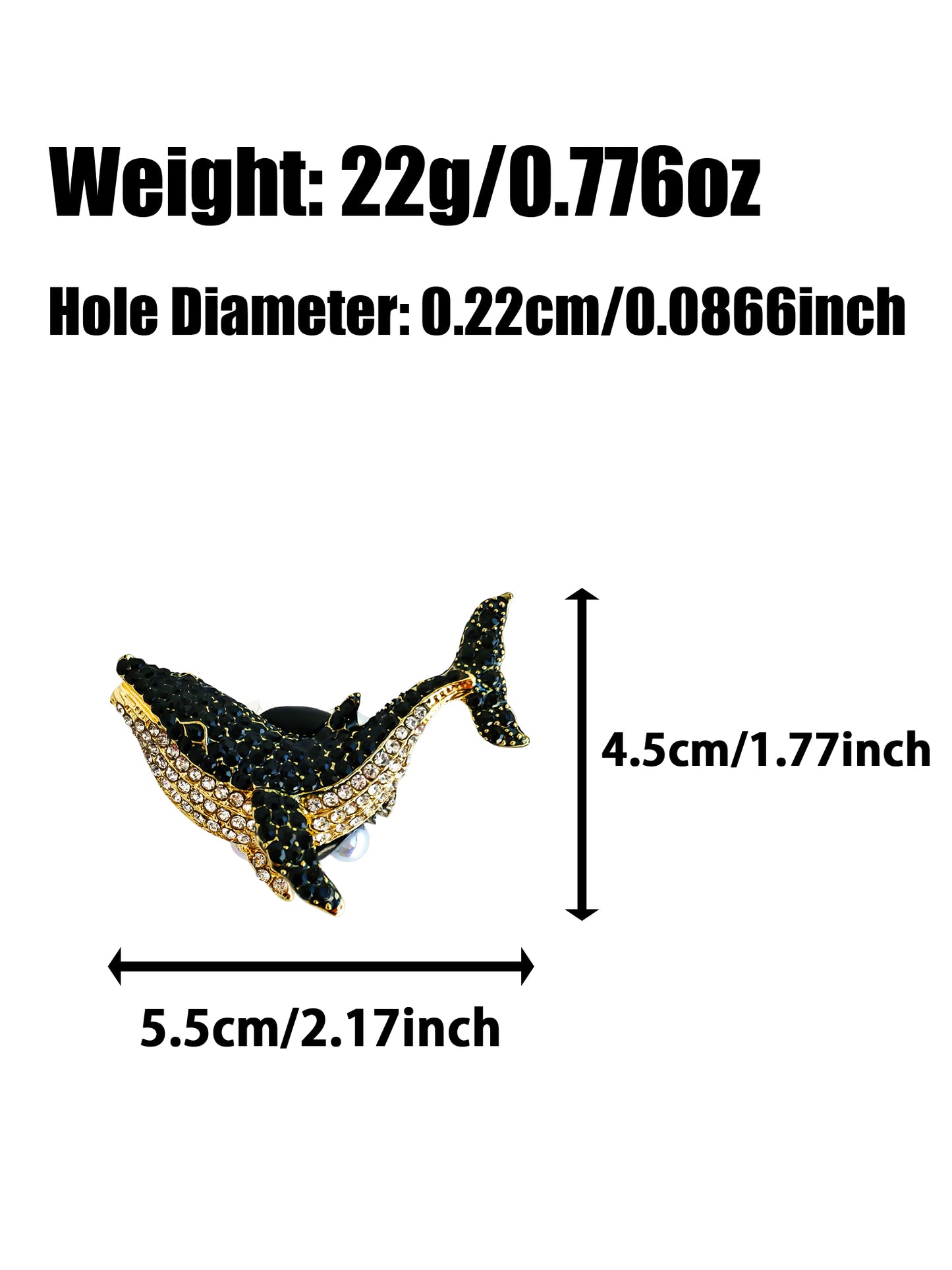 C52107 Metal Creative Deep-Sea Whale Suitable For Bead Pens, Mobile Phone Pendants, Key Chains And Bags DIY Jewelry Craft Accessories