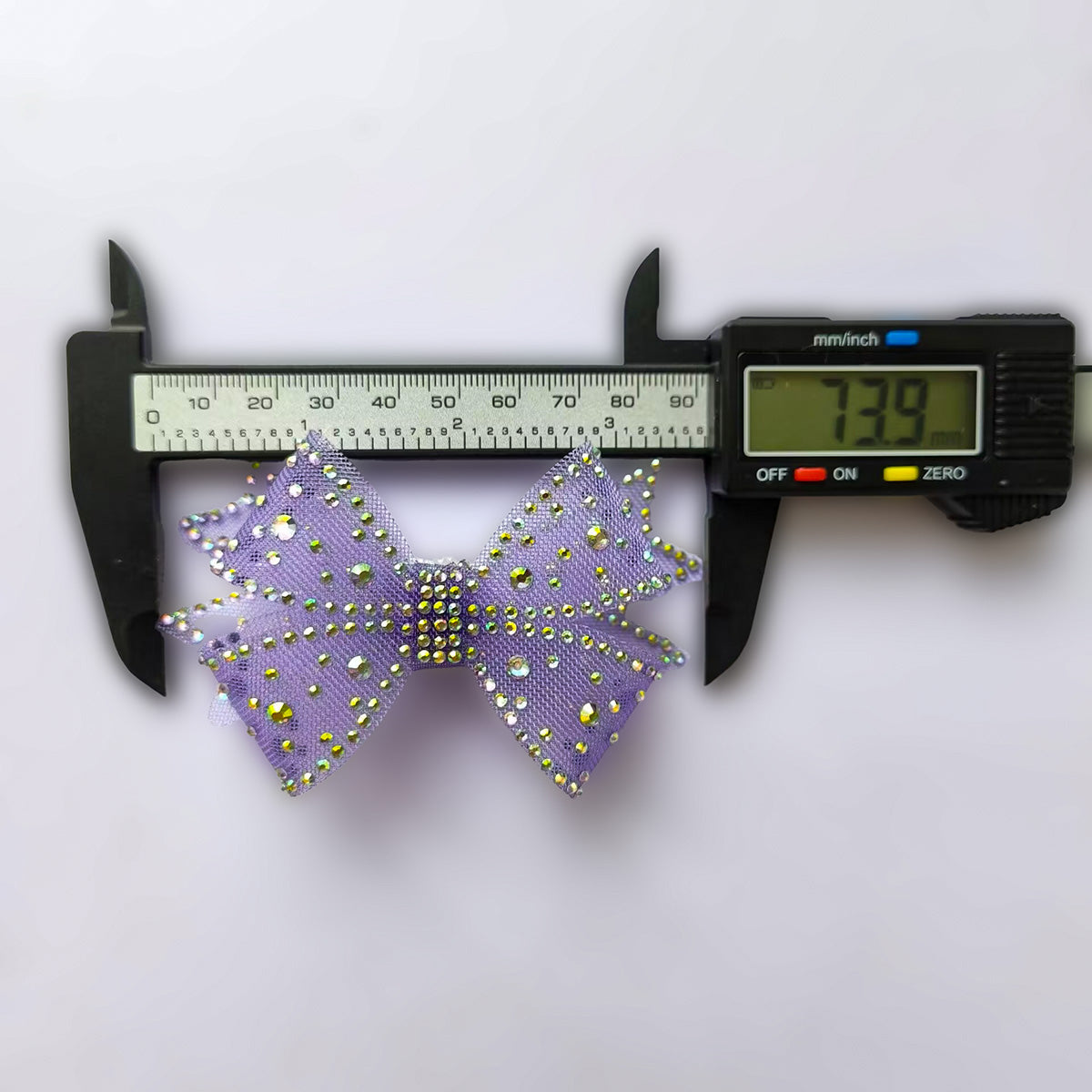 AA0233  Sparkly Royal Blue AB Rhinestone Mesh Cheer Bow for Girls Competition Performance