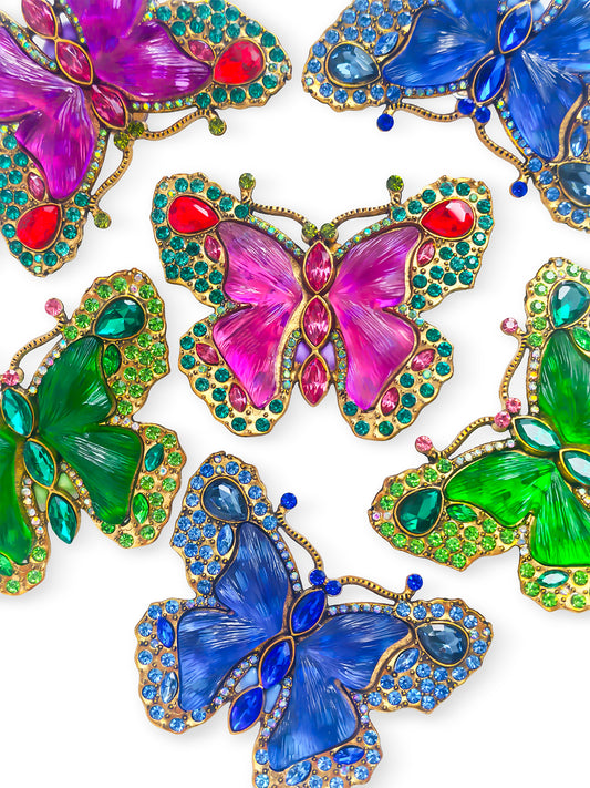 C52140 Vintage Enamel Rhinestone Butterfly Focal Bead, Large Hole Enamel Butterfly Bead, DIY Bead Pen, Keychain, Bag Charm Jewelry Making Accessories