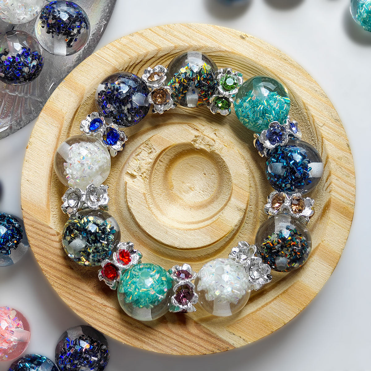 AA0141 20pcs 16mm colorful mixed Iridescent Shiny Round Beads - Synthetic Beads With Rainbow Sparkle, Suitable For Jewelry Making, Bracelets, Necklaces - Mother's Day DIY Craft Materials, Jewelry Making Beads