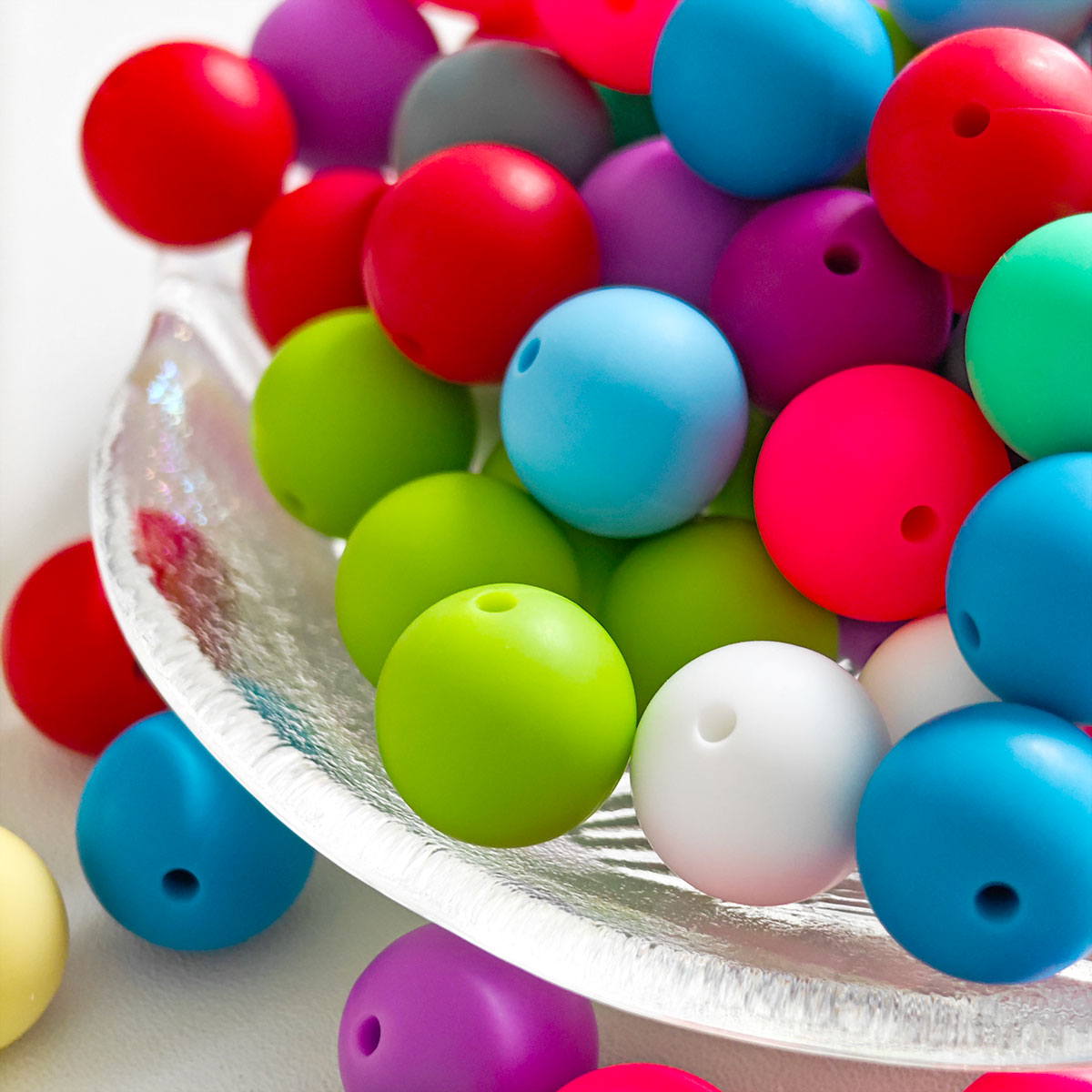 AA0140  40pcs/Set Soft Silicone Beads For Keychain Making colors Silicone Beads Bulk Round Bead Round Silicone Beads Loose Spacer Bead For Keychain Jewelry Accessories DIY Craft