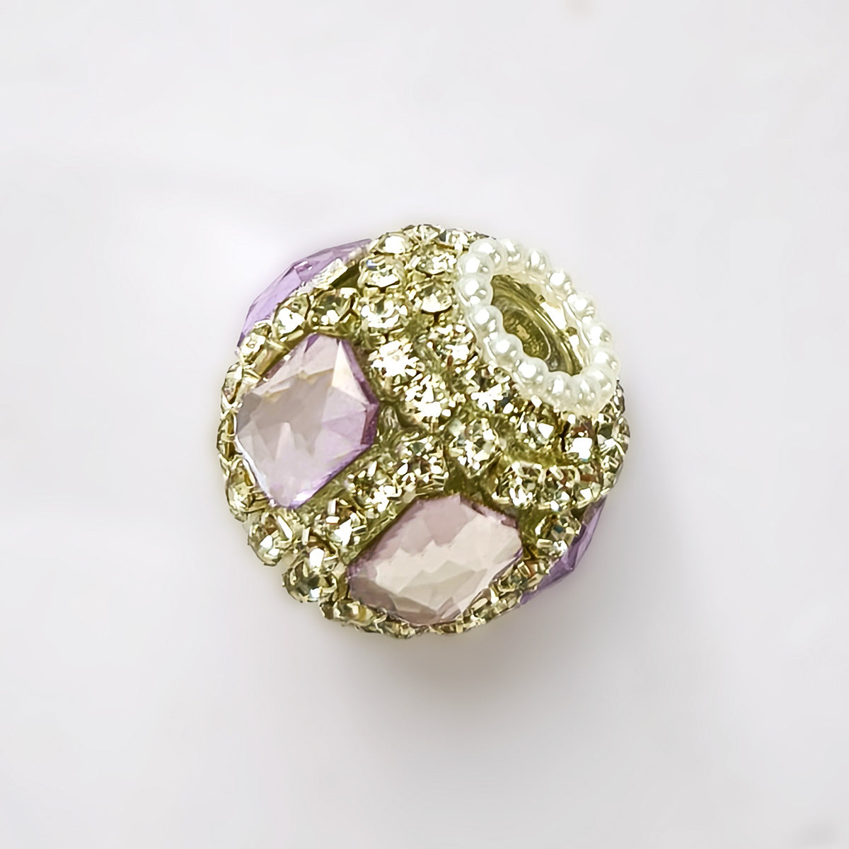 Rectangle Double Gem Pave Rhinestone Focal Bead, Large Hole Clay Bead for DIY Beadable Pen Bracelet Keychain