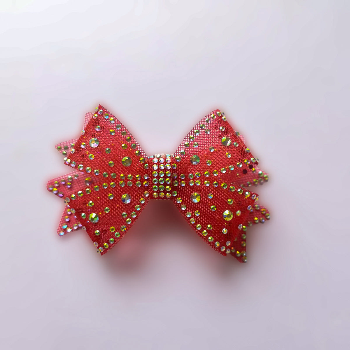 AA0233  Sparkly Royal Blue AB Rhinestone Mesh Cheer Bow for Girls Competition Performance
