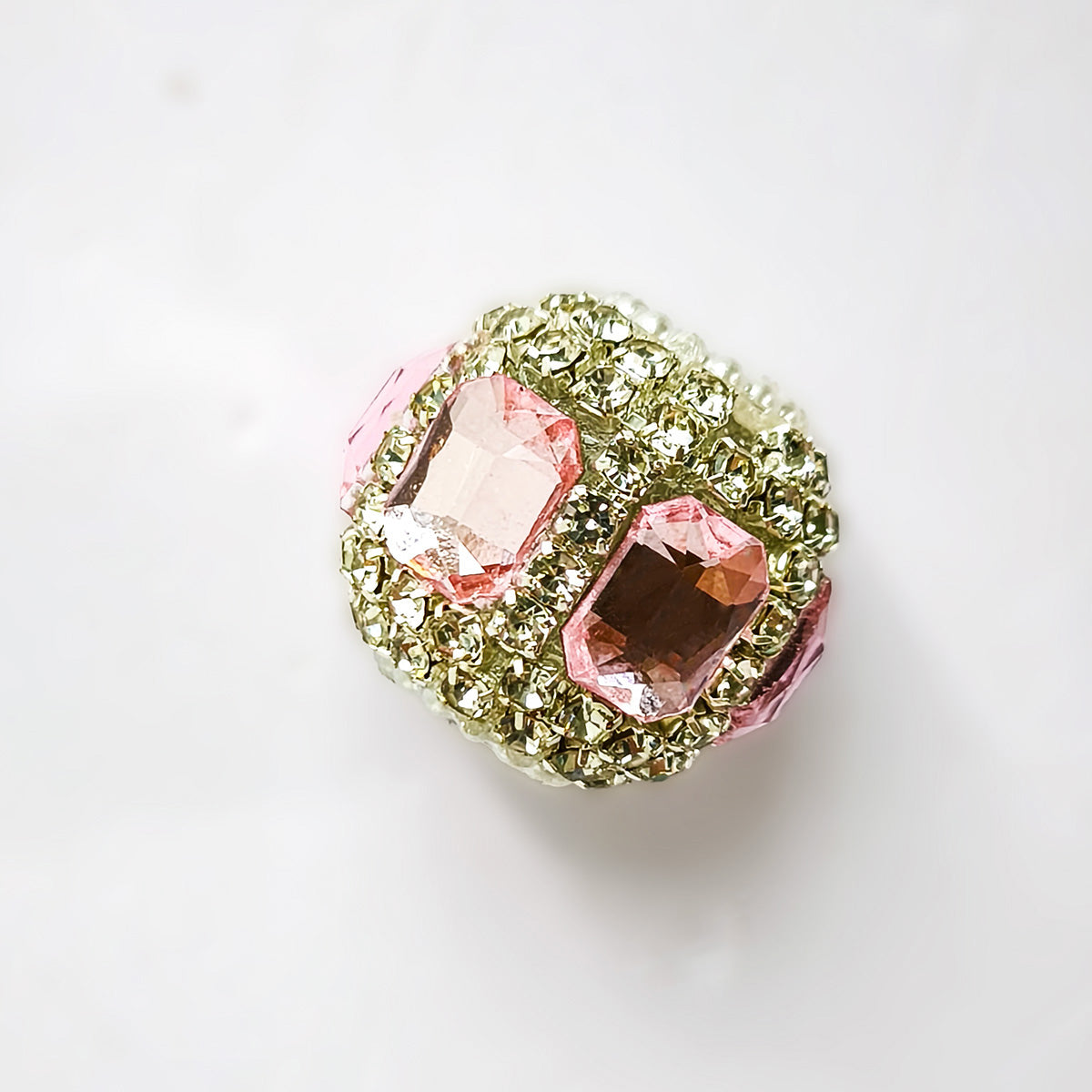 Rectangle Double Gem Pave Rhinestone Focal Bead, Large Hole Clay Bead for DIY Beadable Pen Bracelet Keychain