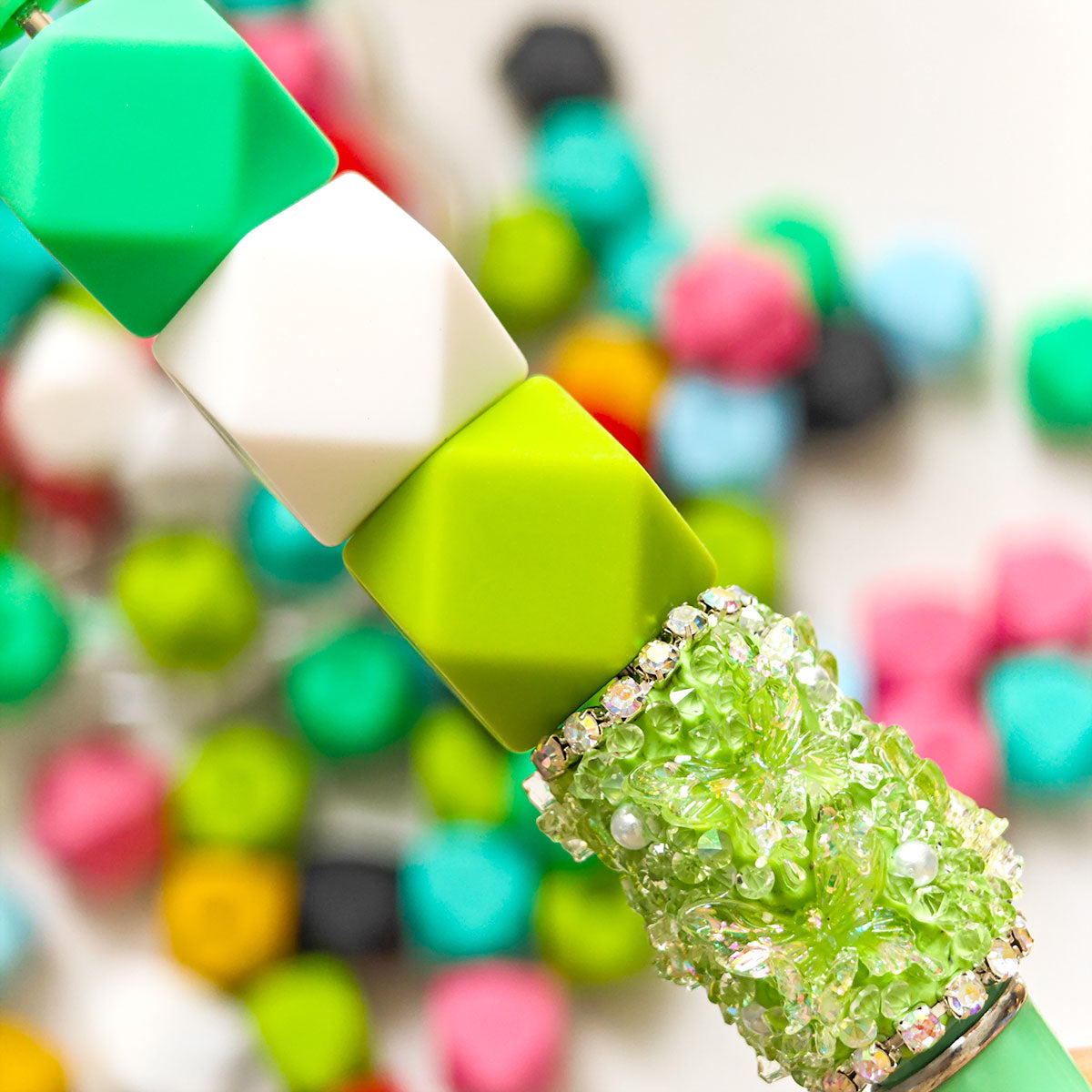 AA0139 25pcs/Pack 14-17mm Polygonal Silicone Beads DIY Keychain Bracelet Necklace Bag Pendant Jewelry Accessories