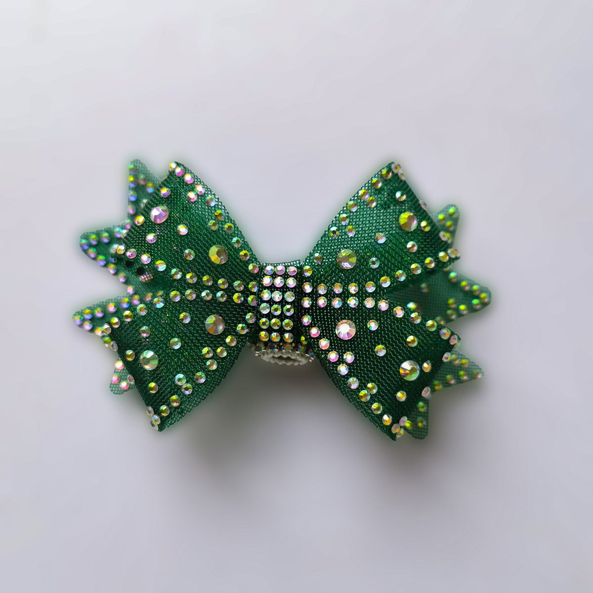 AA0233  Sparkly Royal Blue AB Rhinestone Mesh Cheer Bow for Girls Competition Performance