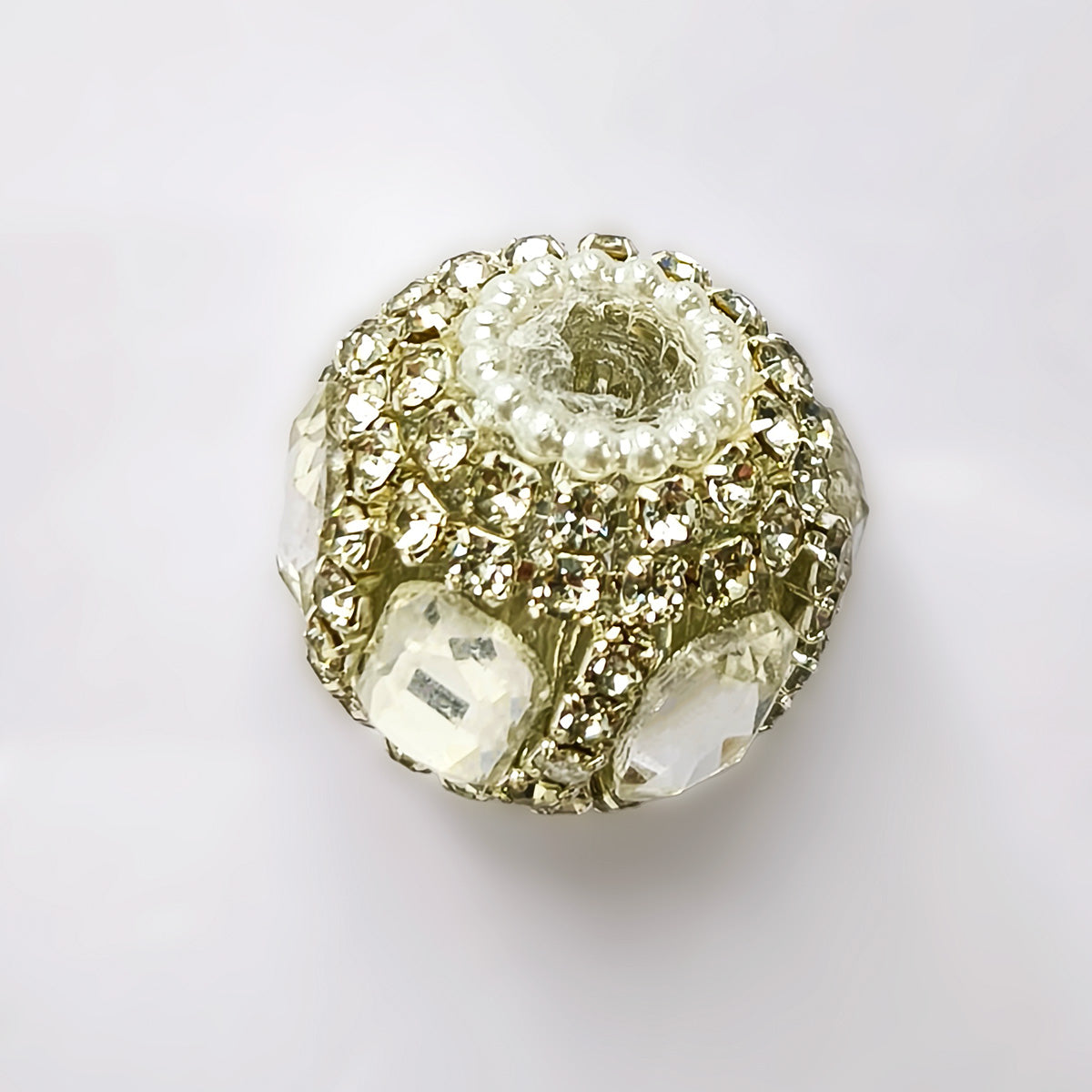 Rectangle Double Gem Pave Rhinestone Focal Bead, Large Hole Clay Bead for DIY Beadable Pen Bracelet Keychain