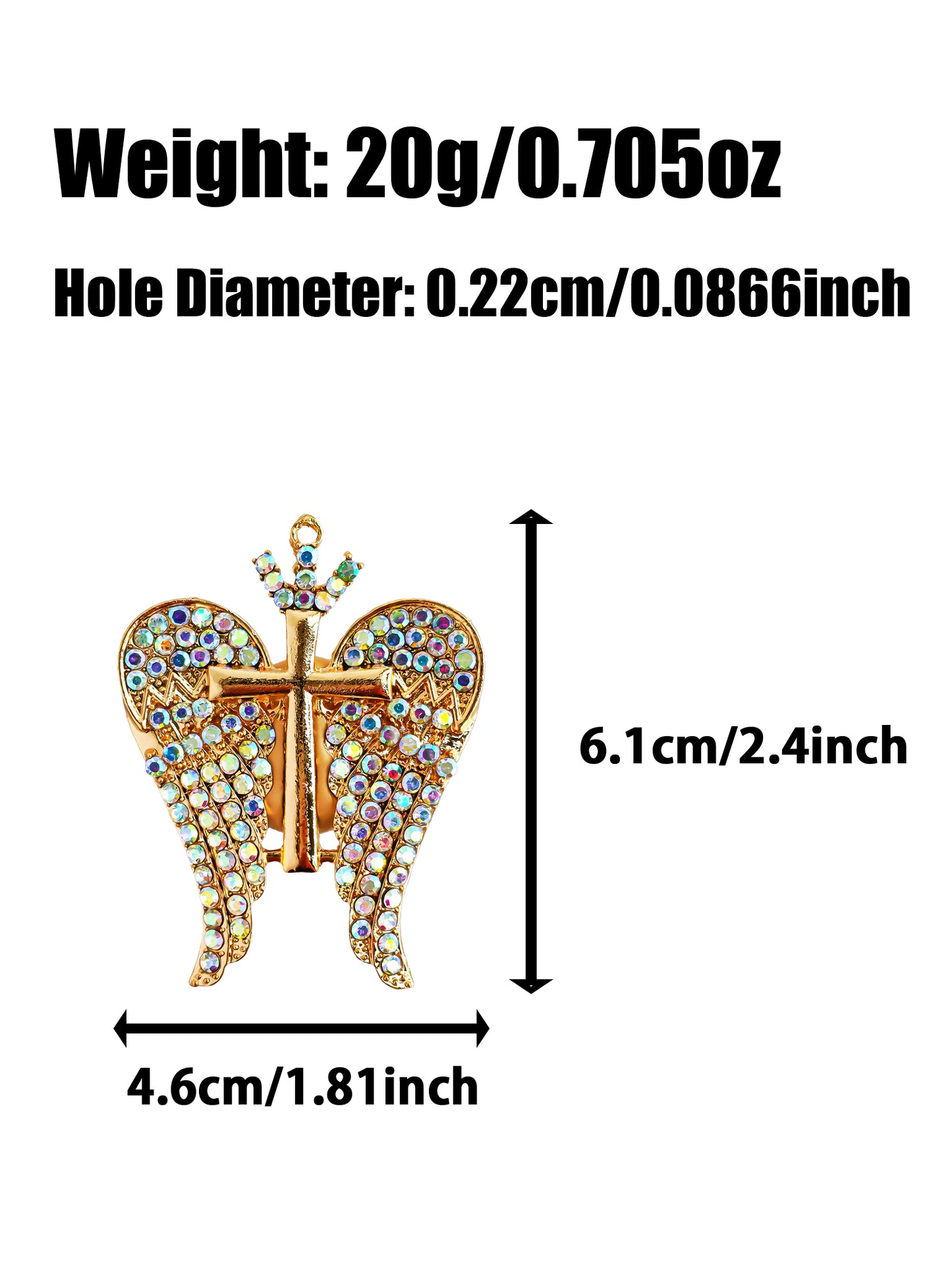 C52106 Metal Creative Cross Angel Wings Pure, White Angel Wings, Holy Knight Shield Suitable For DIY Bracelet, Necklace, Keychain, Durable Jewelry Making Supplies, DIY Pens, Phonechains