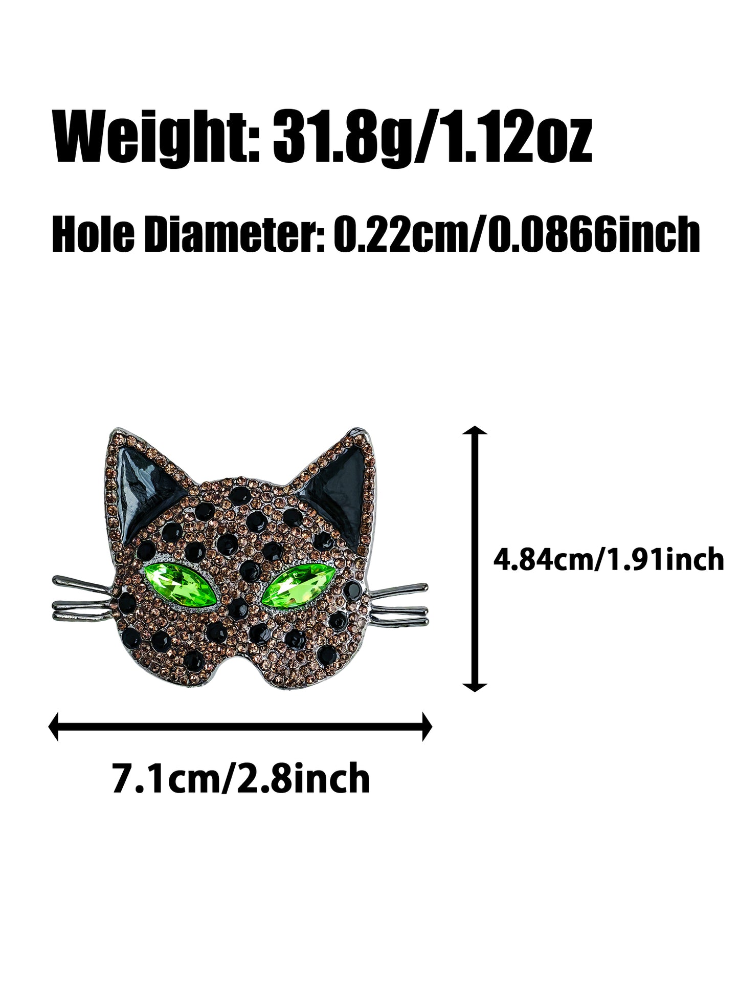 C52119 Metal Cat Face Mask Mysterious Thief Gemstone Eye Mask Cat Suitable For Bead Pens, Mobile Phone Pendants, Key Chains And Bags DIY Jewelry Craft Accessories