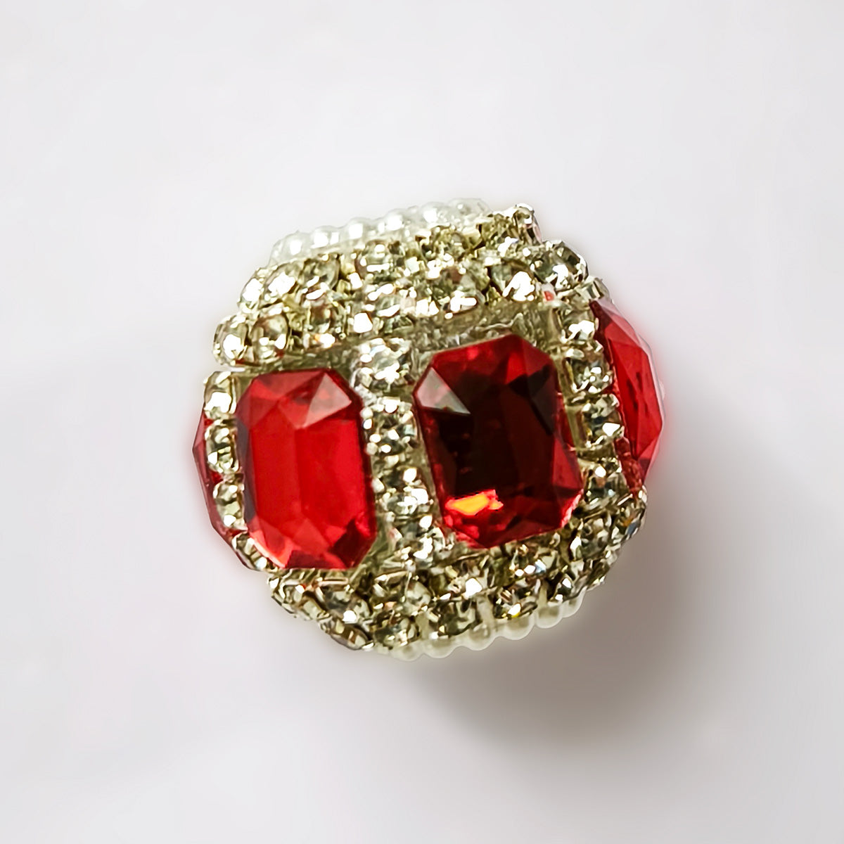 Rectangle Double Gem Pave Rhinestone Focal Bead, Large Hole Clay Bead for DIY Beadable Pen Bracelet Keychain