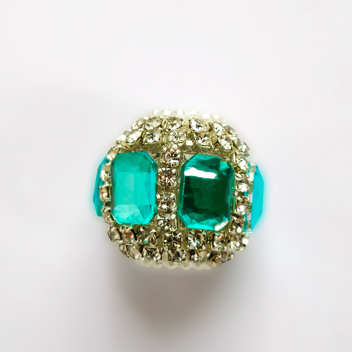 Rectangle Double Gem Pave Rhinestone Focal Bead, Large Hole Clay Bead for DIY Beadable Pen Bracelet Keychain