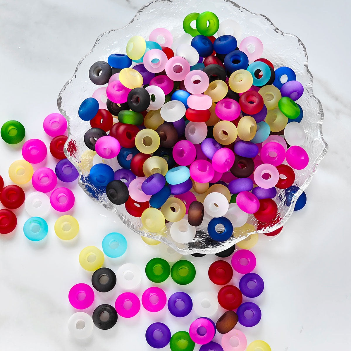 AA028   20 Pcs / bag Big Hole Beads - Assorted Cracked Acrylic Spacer Beads, Suitable For DIY Bracelet, Necklace, Keychain, Durable Jewelry Making Supplies, DIY Pens, Phonechains