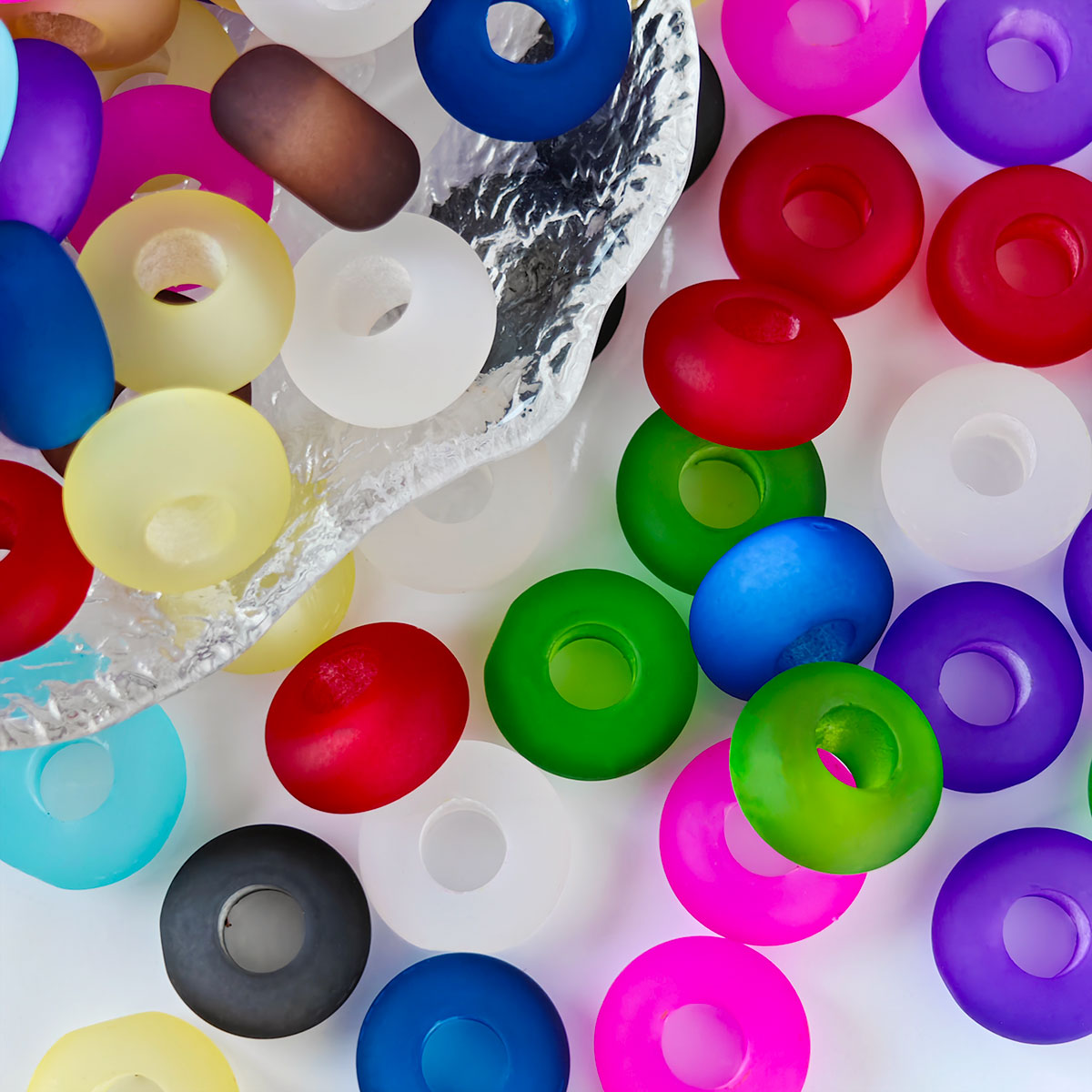 AA028   20 Pcs / bag Big Hole Beads - Assorted Cracked Acrylic Spacer Beads, Suitable For DIY Bracelet, Necklace, Keychain, Durable Jewelry Making Supplies, DIY Pens, Phonechains