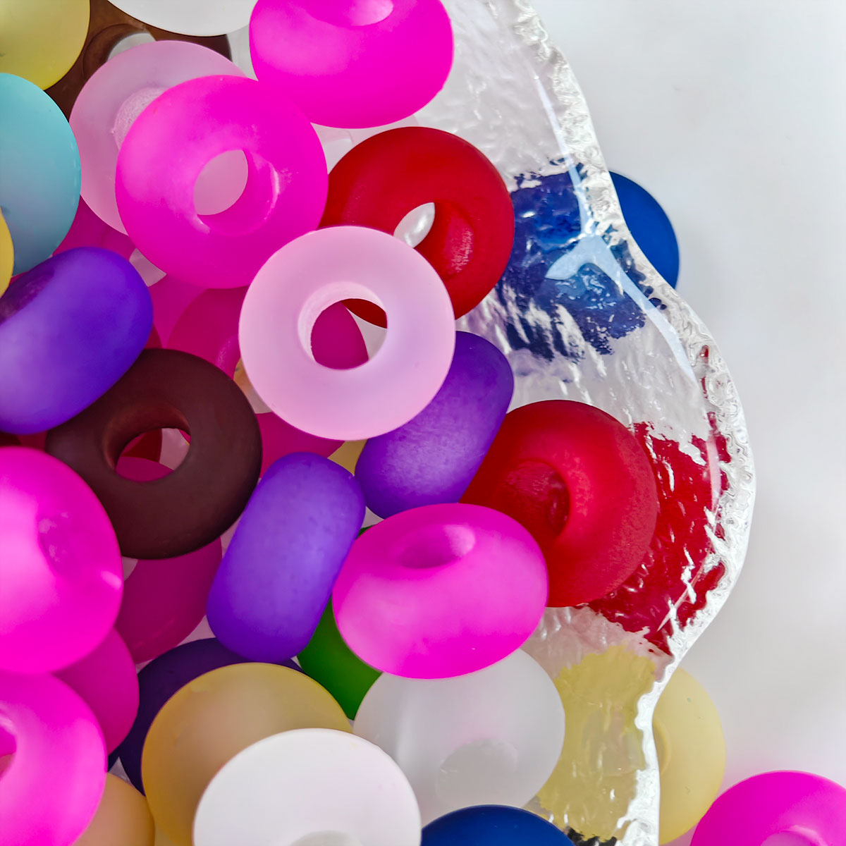 AA028   20 Pcs / bag Big Hole Beads - Assorted Cracked Acrylic Spacer Beads, Suitable For DIY Bracelet, Necklace, Keychain, Durable Jewelry Making Supplies, DIY Pens, Phonechains