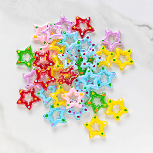 AA055   20pcs / pack  Colorful Acrylic Star Pendant,Pentagram DIY Necklace Earring Keychain Loose Beads,Phonechains