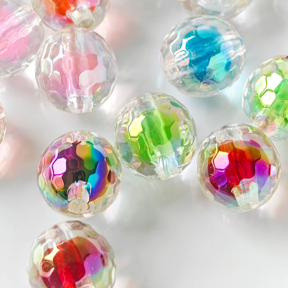 AA046 30pc/bag 16mm Mixed Round Shape Acrylic Beads, Suitable For DIY Bracelet, Necklace, Keychain, Phone Charm,Diy Pens,Colored bead