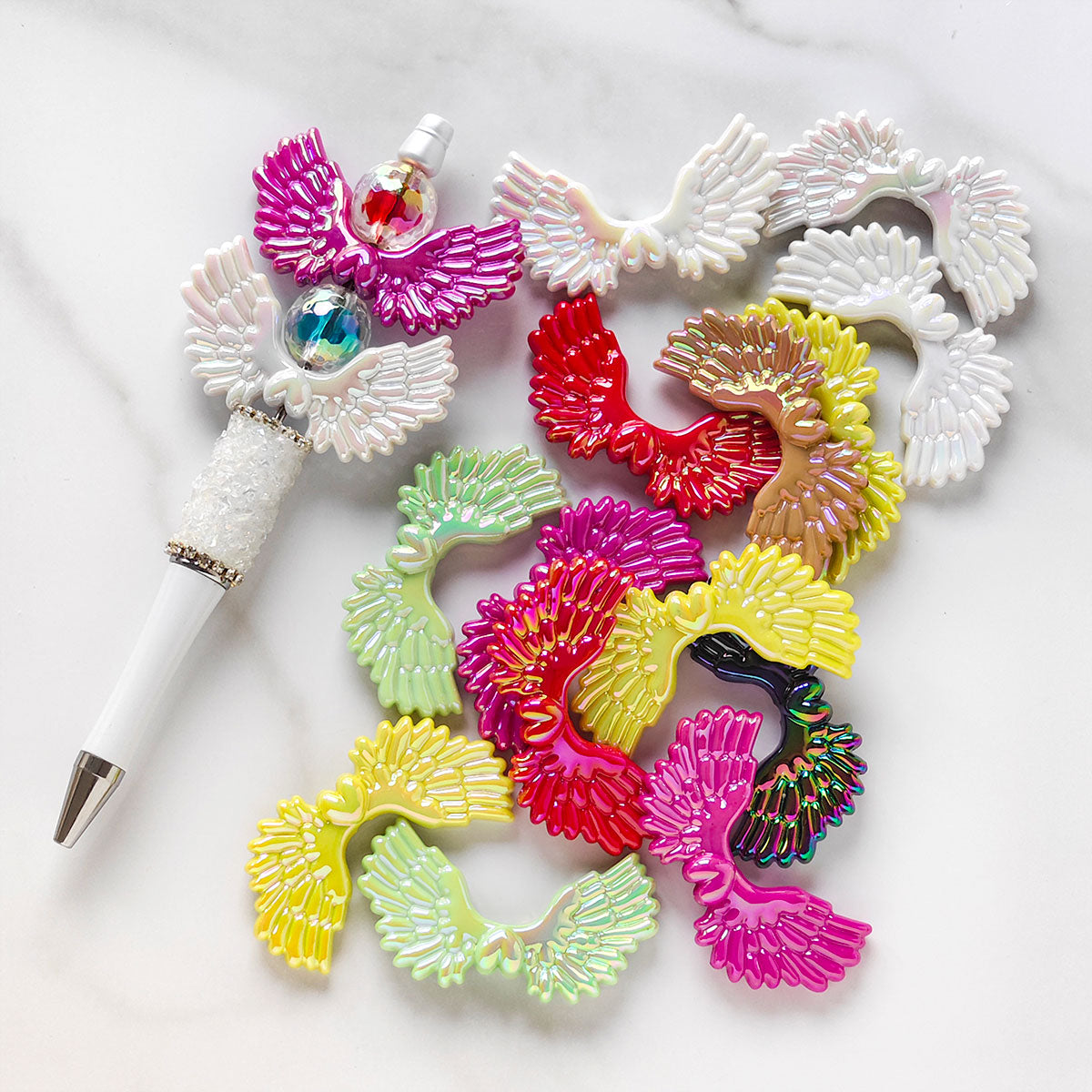 AA048 20pcs/Bag  Acrylic Wing Beads Suitable For DIY Jewelry - Great For Making Necklaces, Keychains, Phonechains, Shoes And Watch Accessories