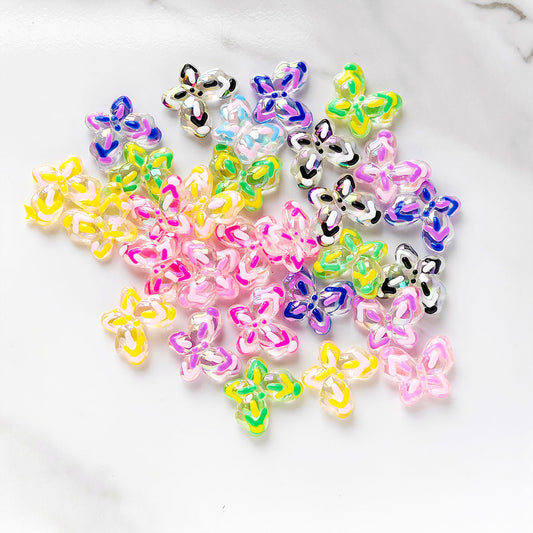 AA059 20pcs/ Bag Acrylic Butterfly Beads, Multi-Color Transparent Beads For DIY Jewelry Making, Keychains, Phonechains ,And Crafts