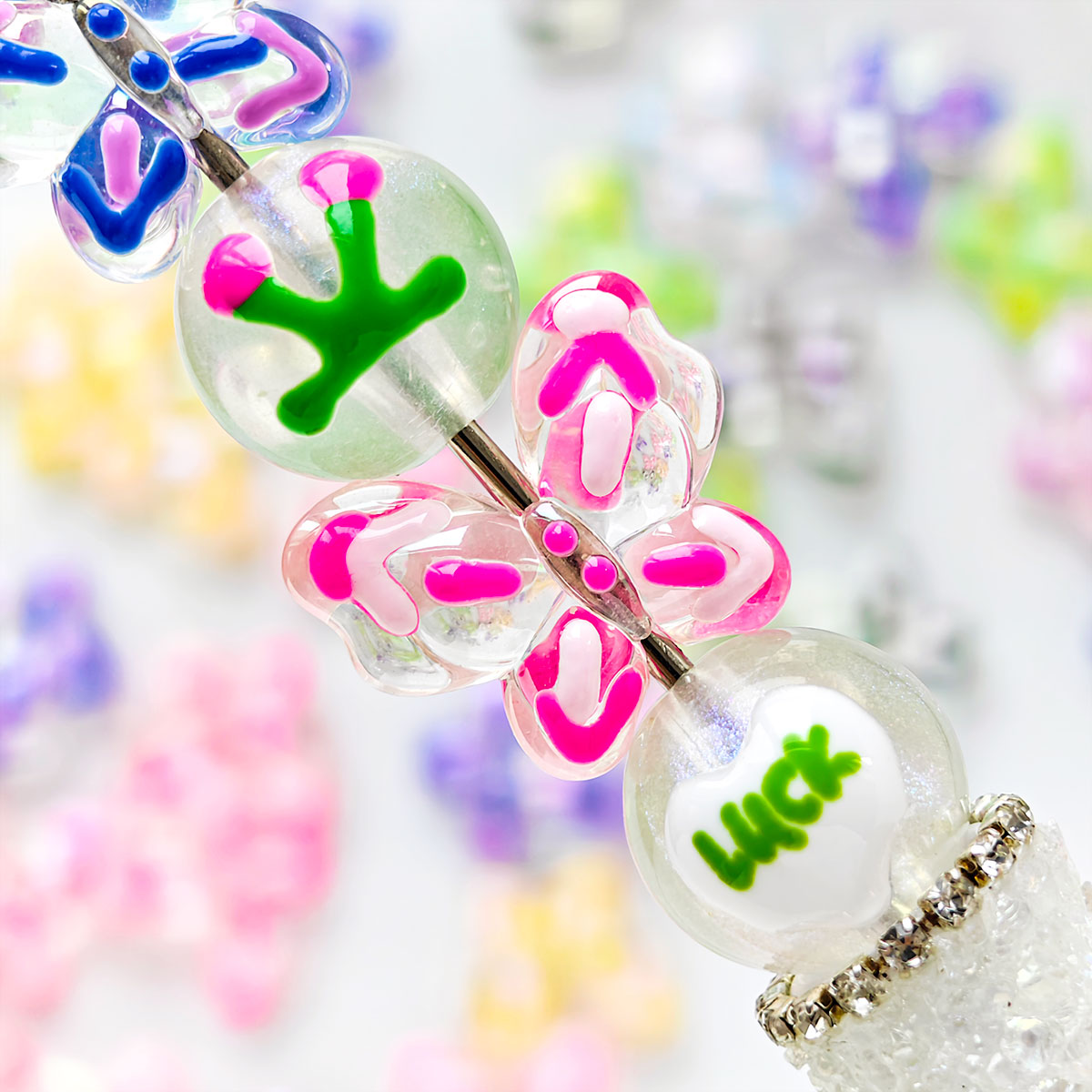AA059 20pcs/ Bag Acrylic Butterfly Beads, Multi-Color Transparent Beads For DIY Jewelry Making, Keychains, Phonechains ,And Crafts