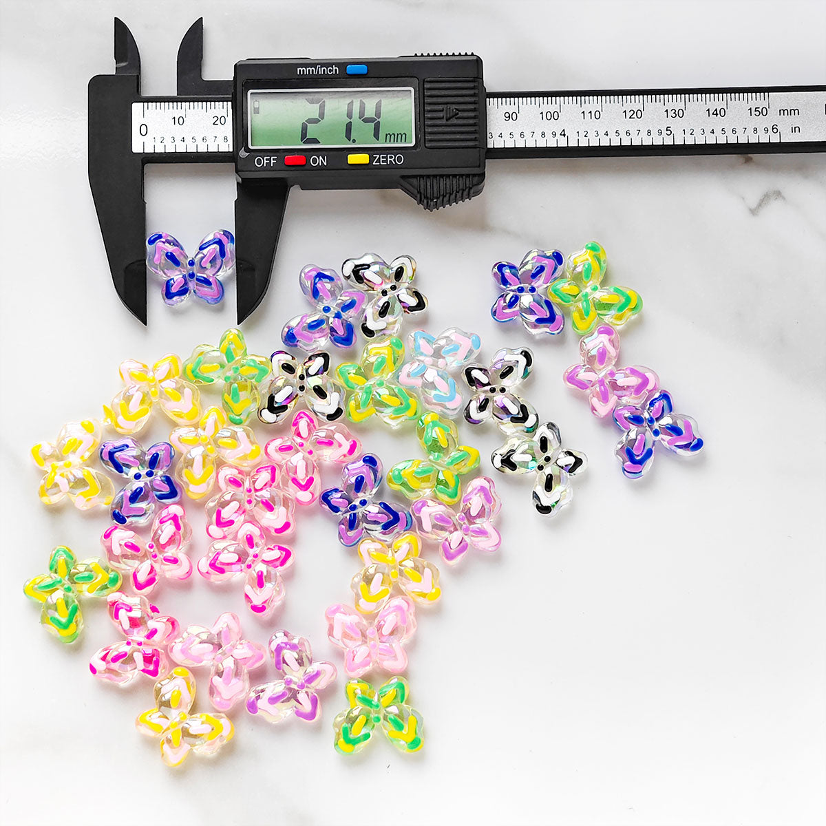 AA059 20pcs/ Bag Acrylic Butterfly Beads, Multi-Color Transparent Beads For DIY Jewelry Making, Keychains, Phonechains ,And Crafts