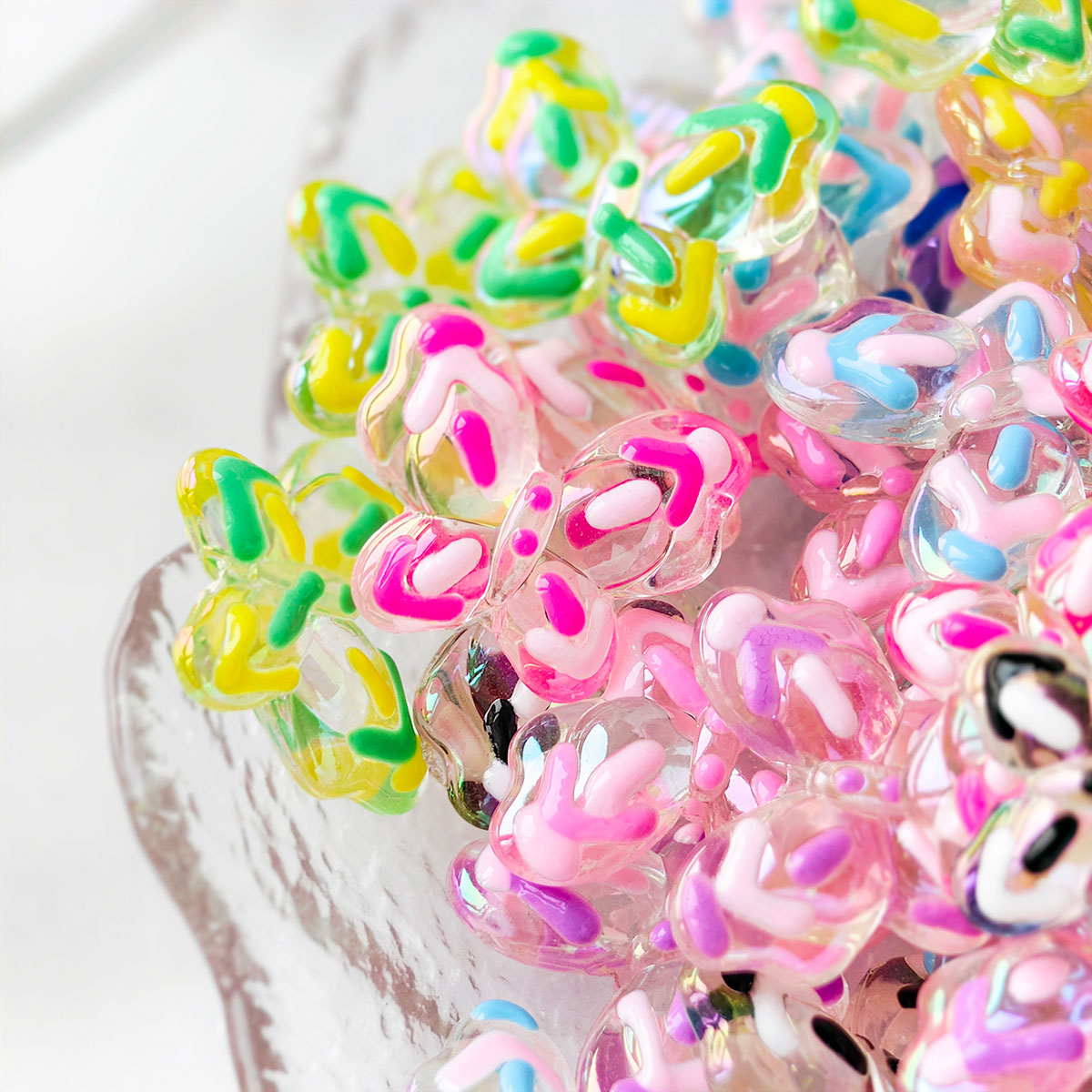 AA059 20pcs/ Bag Acrylic Butterfly Beads, Multi-Color Transparent Beads For DIY Jewelry Making, Keychains, Phonechains ,And Crafts
