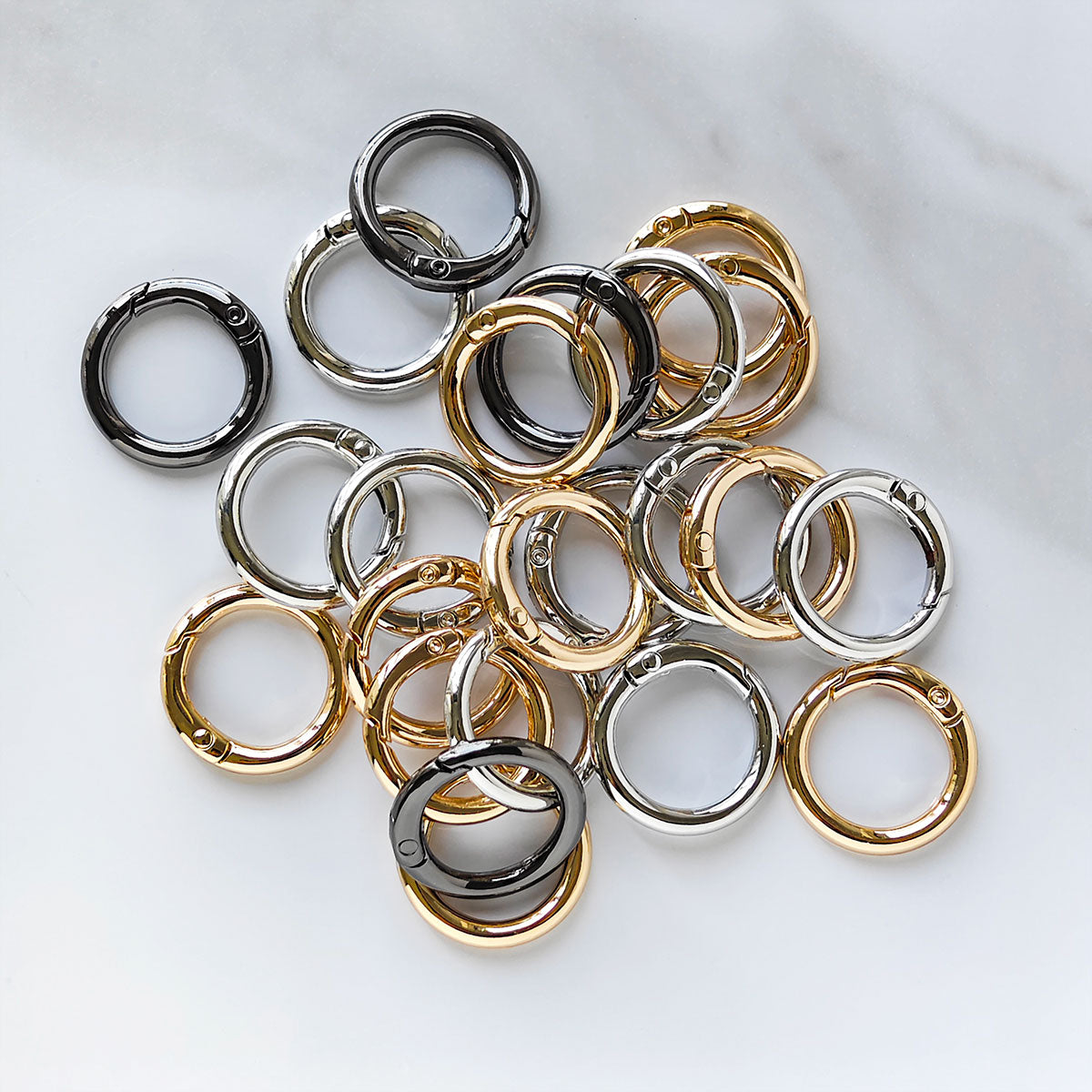 AAKey Rings  Fashionable Alloy Colored Electroplated Round Ring Open Spring Clip Lobster Clasp DIY Keychain Bag Hook Mobile Phone Chain Connector, Suitable For Handmade Crafts