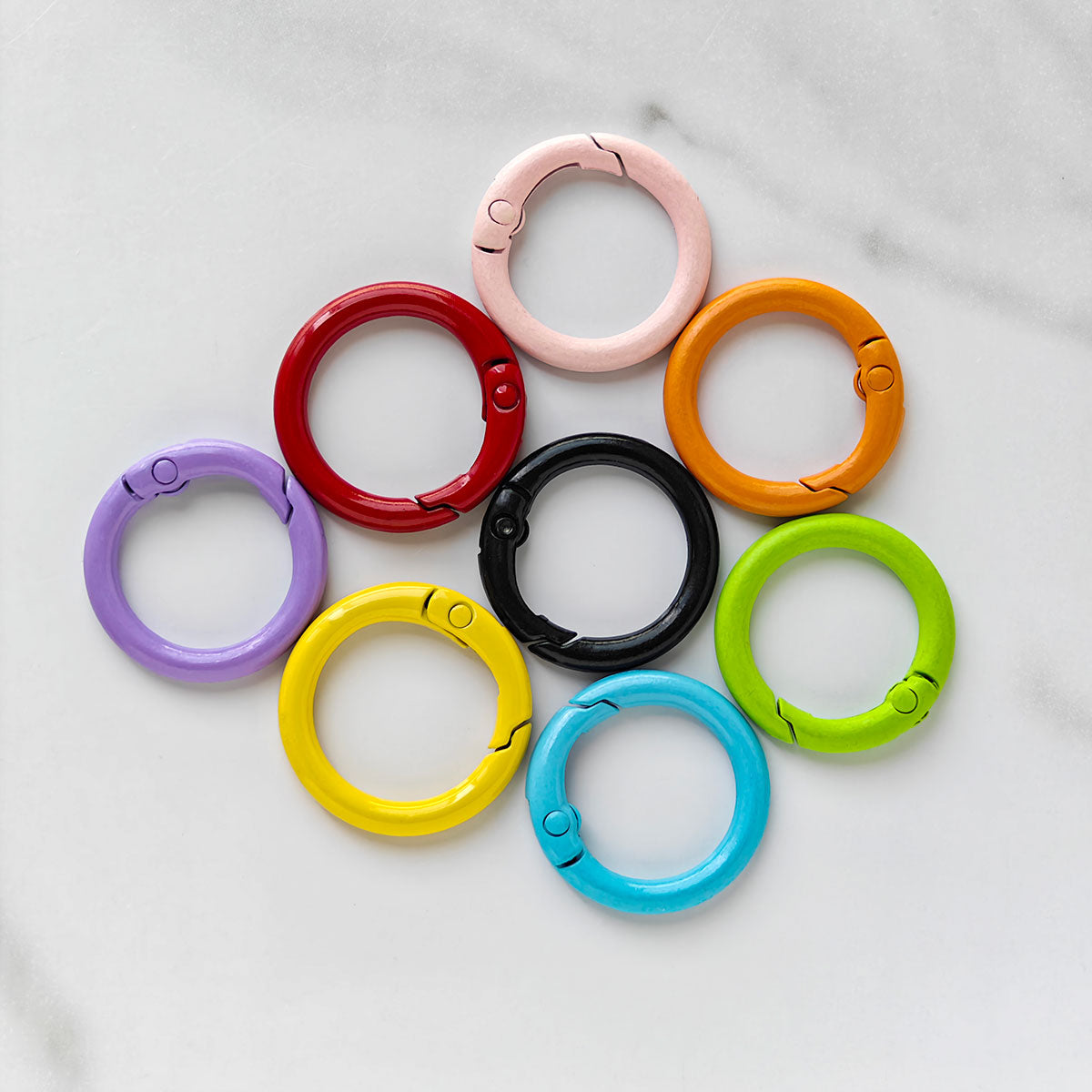 AAKey Rings  Fashionable Alloy Colored Electroplated Round Ring Open Spring Clip Lobster Clasp DIY Keychain Bag Hook Mobile Phone Chain Connector, Suitable For Handmade Crafts