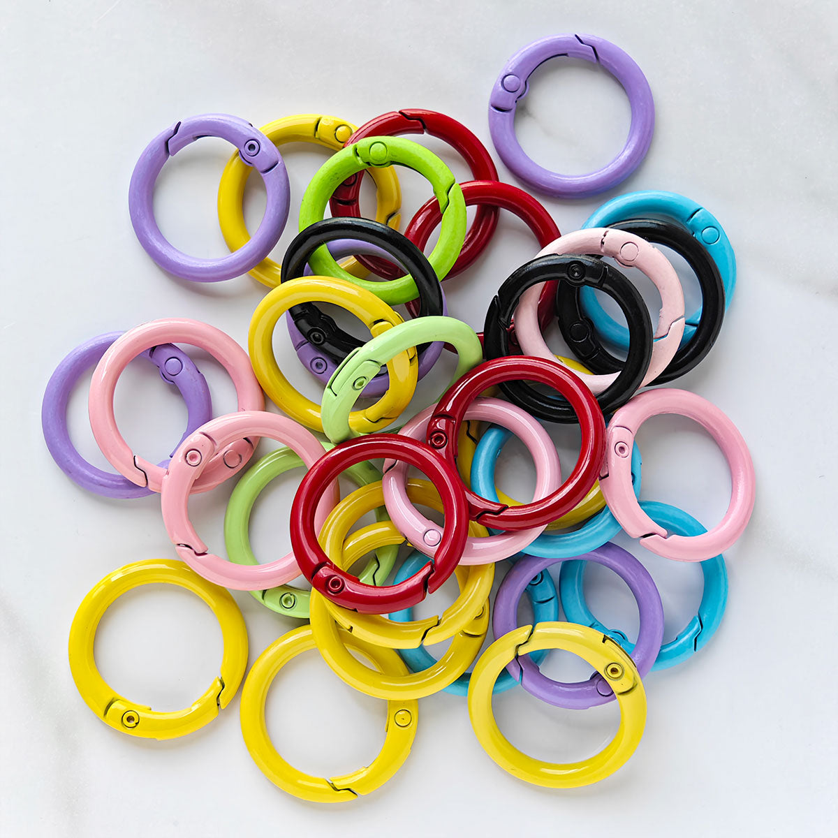 AAKey Rings  Fashionable Alloy Colored Electroplated Round Ring Open Spring Clip Lobster Clasp DIY Keychain Bag Hook Mobile Phone Chain Connector, Suitable For Handmade Crafts
