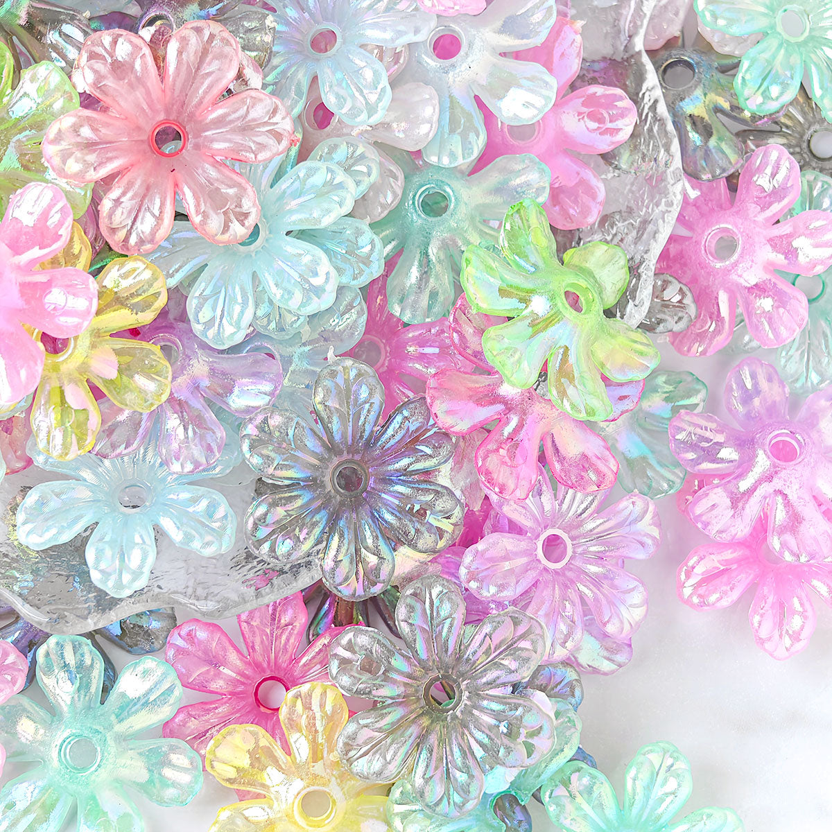 AA125  30pcs/Bag Acrylic Gold Foil 19mm Sakura Flower Petals With Gradient Colors And Gold Edges DIY Handmade Headwear Accessories, Suitable For DIY Hairpins, Phone Cases, Clothing Accessories, Key Rings And Jewelry Resin Materials Valentines