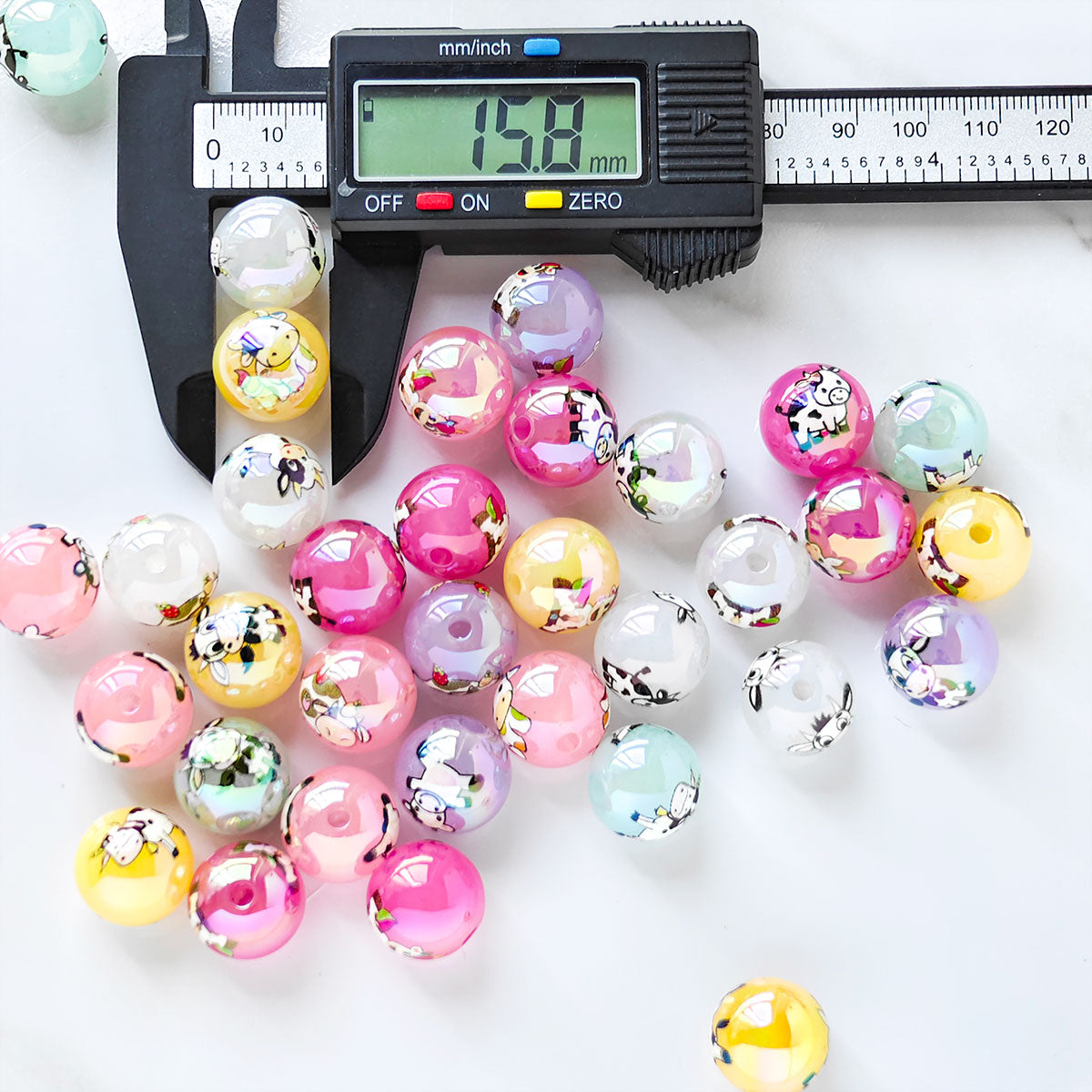 AA127  30pc/Bag  16mm Cute Cow Printed Beads, DIY Jewelry Making And Decorative Beads For Necklace, Bracelet, Phone Charm, Bag Decor