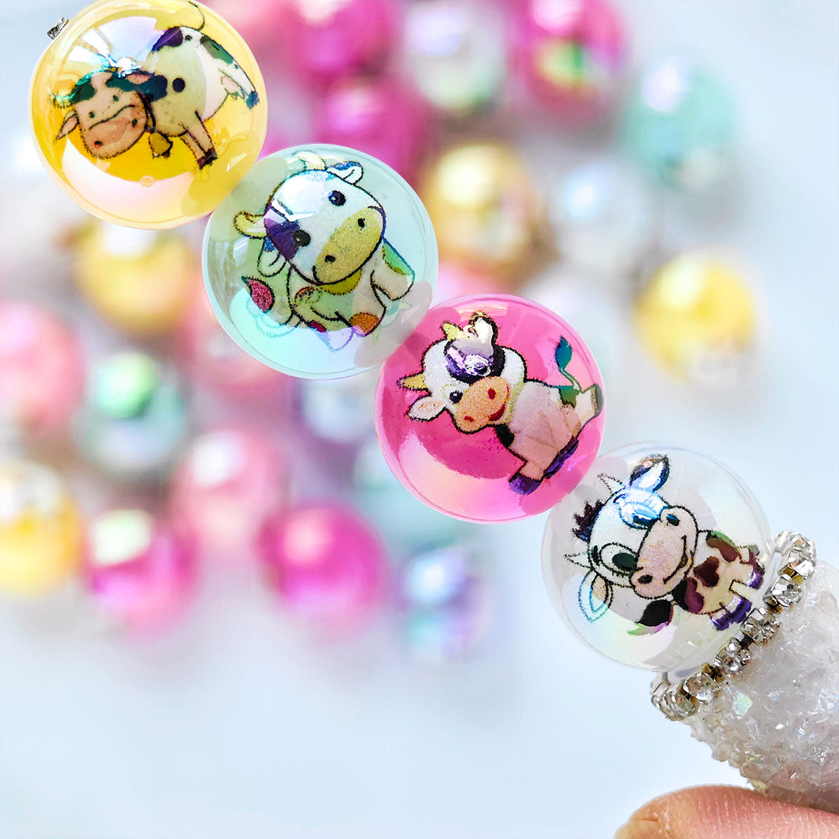 AA127  30pc/Bag  16mm Cute Cow Printed Beads, DIY Jewelry Making And Decorative Beads For Necklace, Bracelet, Phone Charm, Bag Decor