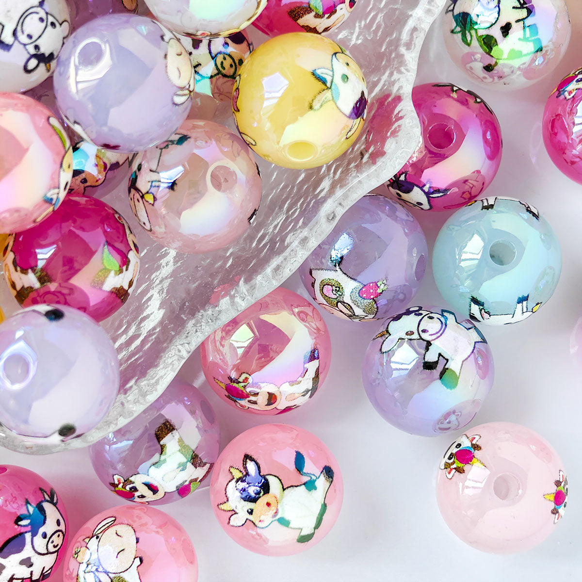 AA127  30pc/Bag  16mm Cute Cow Printed Beads, DIY Jewelry Making And Decorative Beads For Necklace, Bracelet, Phone Charm, Bag Decor