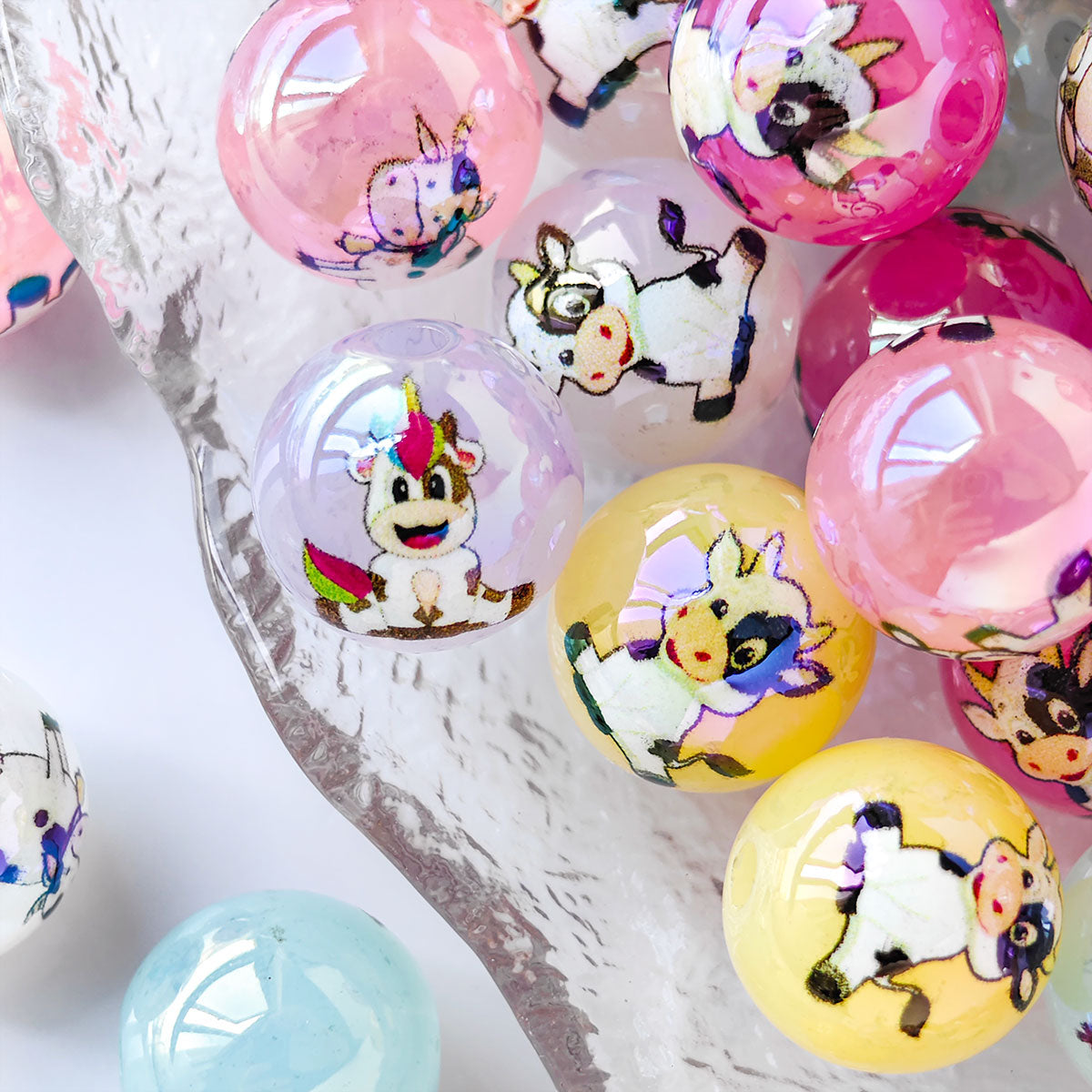 AA127  30pc/Bag  16mm Cute Cow Printed Beads, DIY Jewelry Making And Decorative Beads For Necklace, Bracelet, Phone Charm, Bag Decor