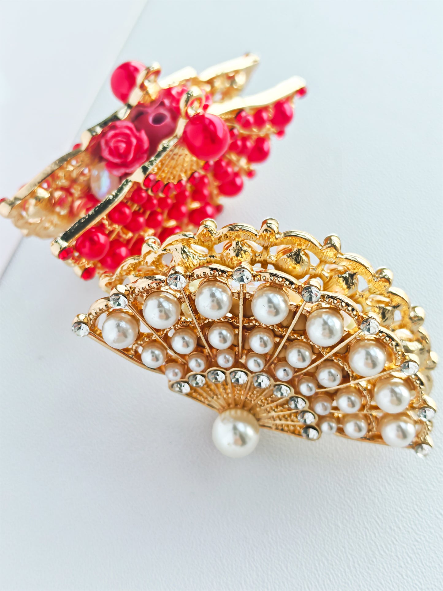 C52057 Fancy Bead Metal Diamond-Inlaid Fan Personalized Rhinestone Insect Spider Bead, Creative Retro Fashion Accessory Diy Pens Phone Chains