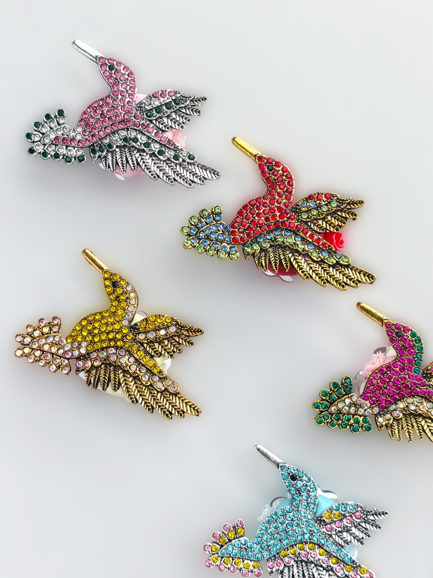C52059 Fancy Bead Metal Diamond Engraved Bird  Straight Hole Beads Suitable For Bead Pens, Mobile Phone Pendants, Key Chains And Bags DIY Jewelry Craft Accessories