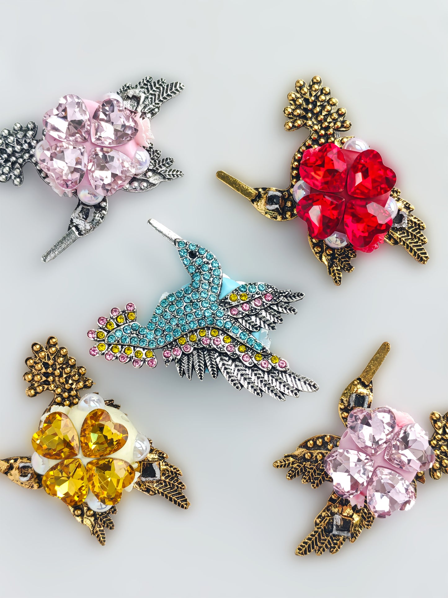 C52059 Fancy Bead Metal Diamond Engraved Bird  Straight Hole Beads Suitable For Bead Pens, Mobile Phone Pendants, Key Chains And Bags DIY Jewelry Craft Accessories