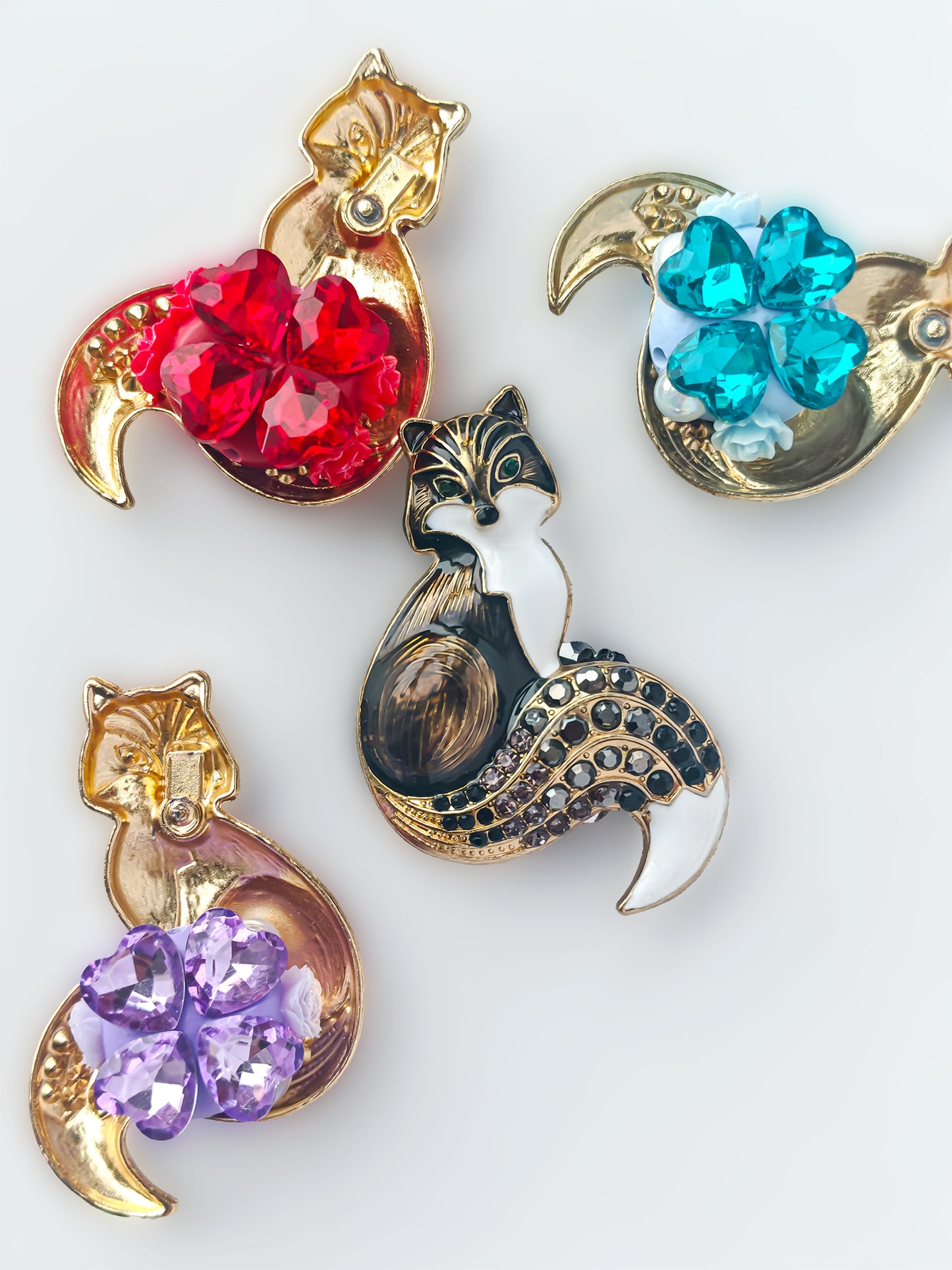 C52062 Metal Diamond Set Fox Headpiece Metal Animal  Beads  Loose Beads Antique European Charm For Bracelet Necklace Jewelry Making
