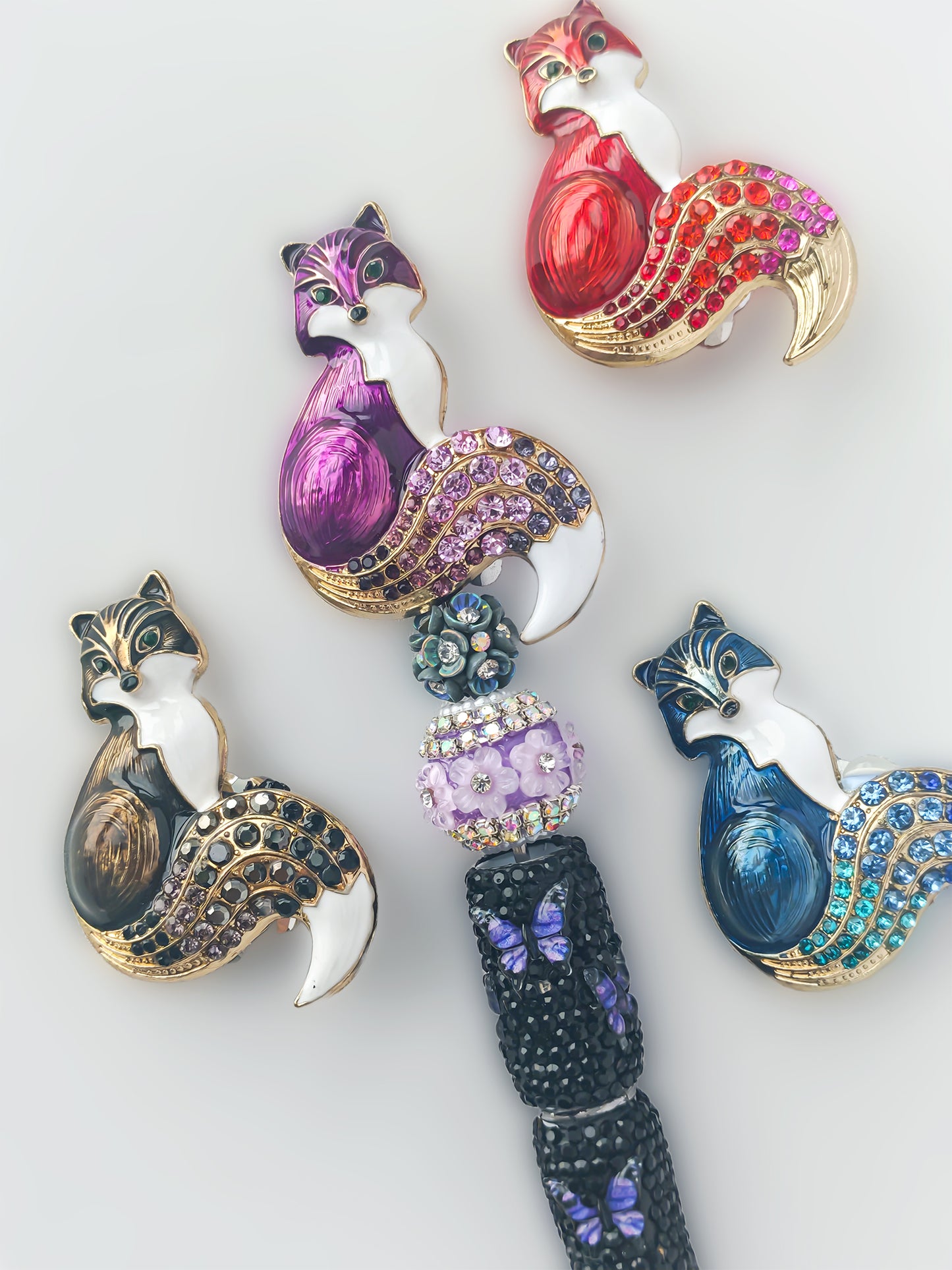 C52062 Metal Diamond Set Fox Headpiece Metal Animal  Beads  Loose Beads Antique European Charm For Bracelet Necklace Jewelry Making